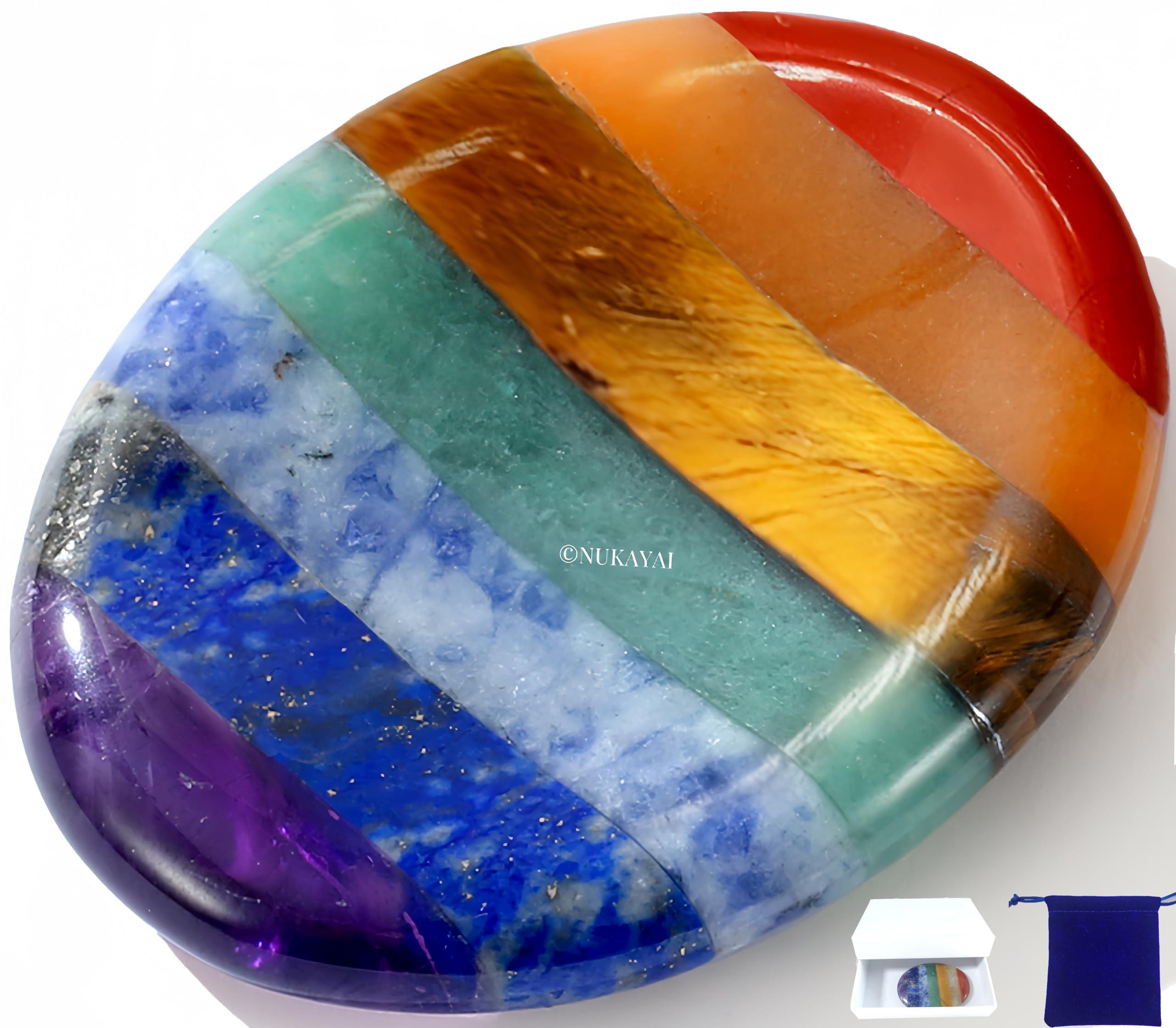 NUKAYAI NUKAYAI Thumb Worry Stone Crystals for Anxiety 7 Chakra Oval Crystals and Healing Stones Natural Tiny Meditation Accessories Mental Health Gifts Fidget Depression Stress Anxiety Relief Items for Women