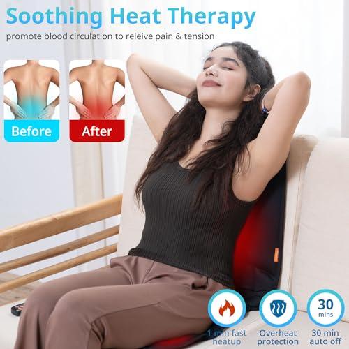 CARSHION CARSHION 10 Vibration Motors, Massage Seat Cushion with Heat,Back Massager for Chair Back Massager Heated Seat Cover Massage Chair Pad for Pain Relief Home Office Use