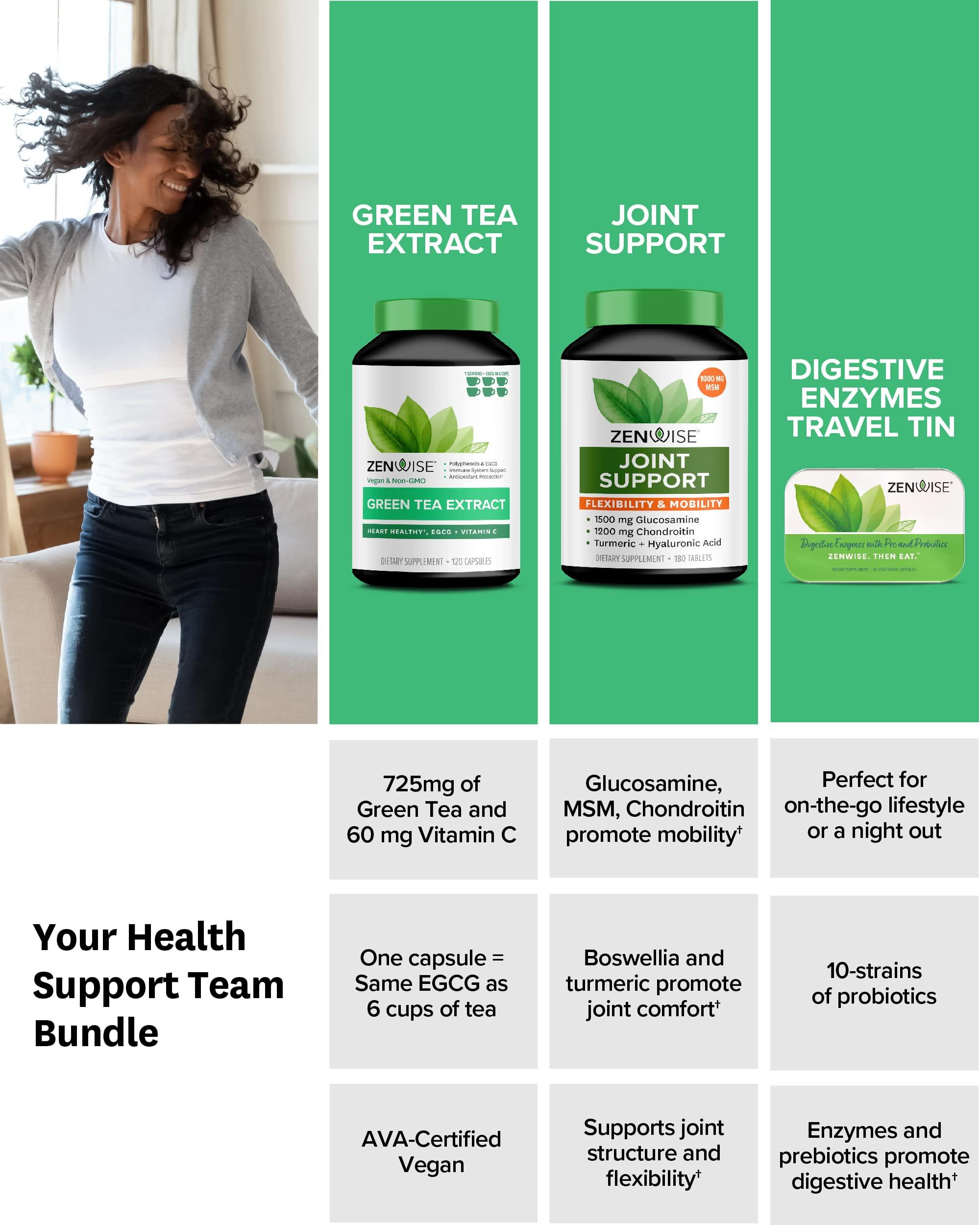 Zenwise Health Zenwise Green Tea Extract, Joint Support, Free Travel Size Enzymes
