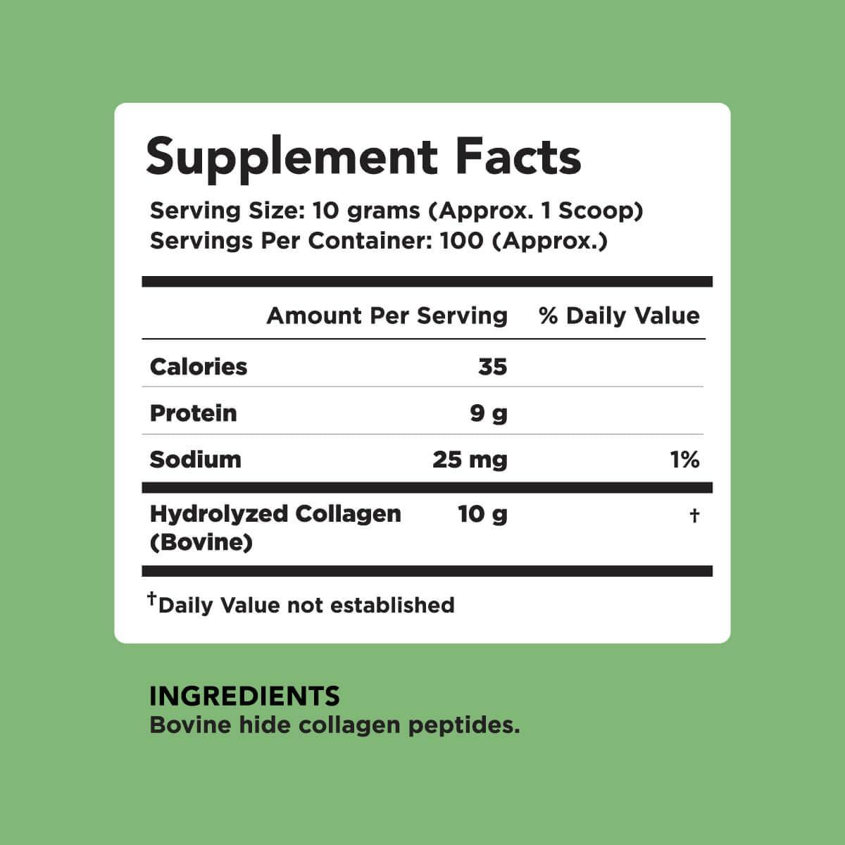 AMANDEAN AMANDEAN Collagen Peptides Powder 1kg. Grass-Fed, Enzymatically Hydrolyzed, Type 1 & 3. Agglomerated, Easy to Mix, Unflavored, Non-GMO. Protein with 18 Amino Acids for Healthy Skin, Hair, Nails.