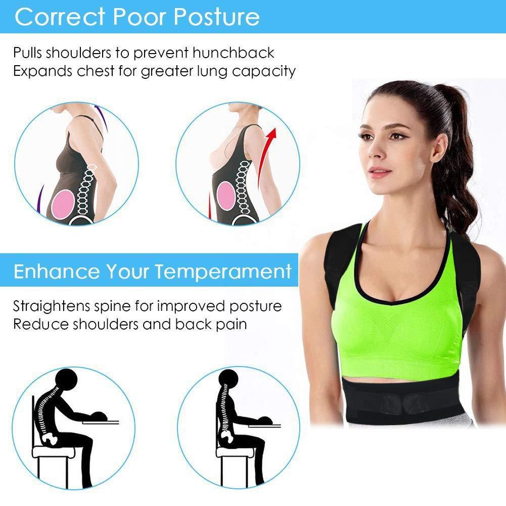 GZXISI Thoracic Back Brace Posture Corrector - Magnetic Support for Neck Shoulder Upper and Lower Back Pain Relief - Perfect Posture Brace for Cervical Lumbar Spine - Fully Adjustable Belt (Black, X-Large)