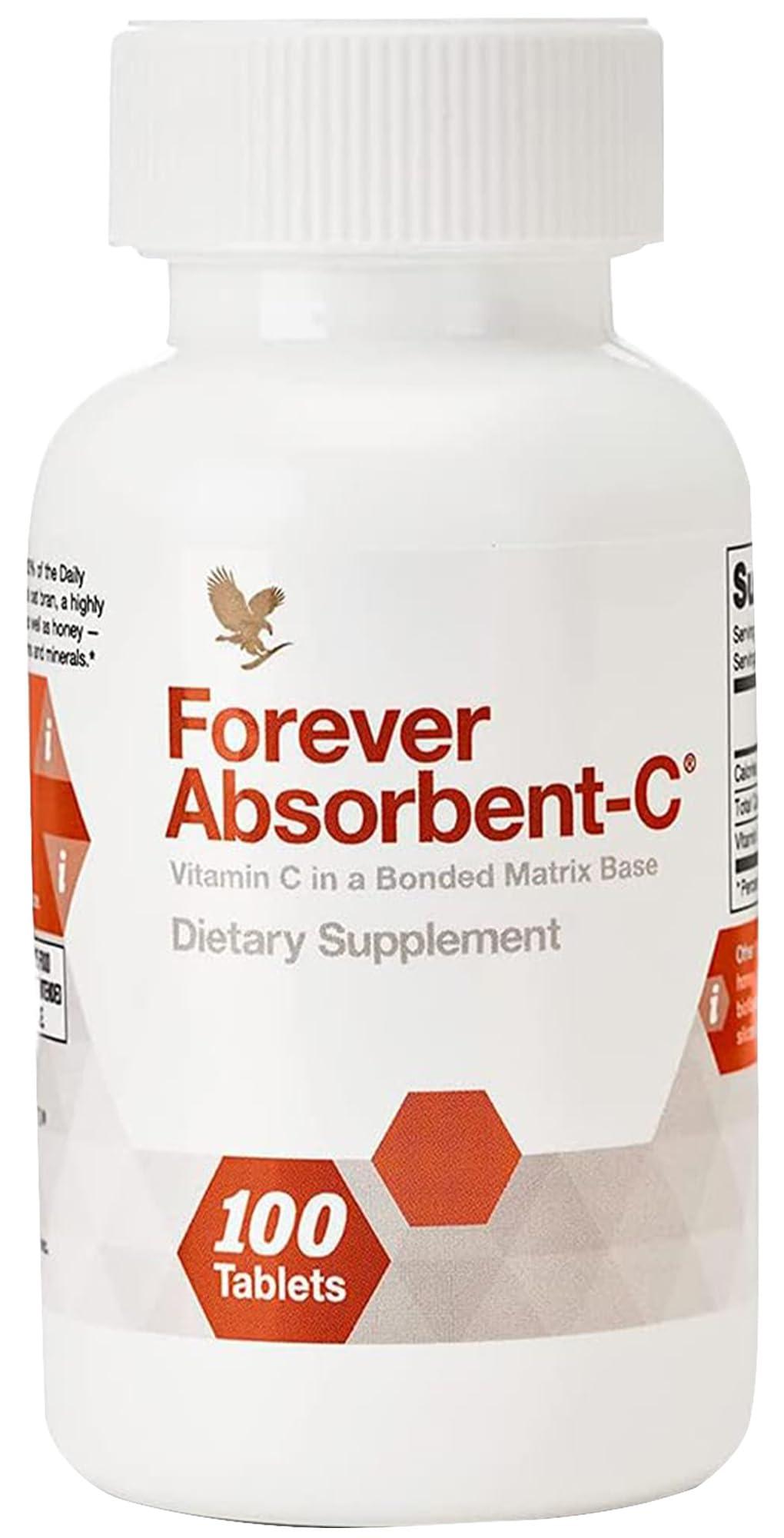 Forever Living Products Forever Living - Absorbent-C - Orange and Honey Flavor with Oat Bran - Vitamin C Supplement for Immune Support and Skin Health - 100 Chewable Tablets