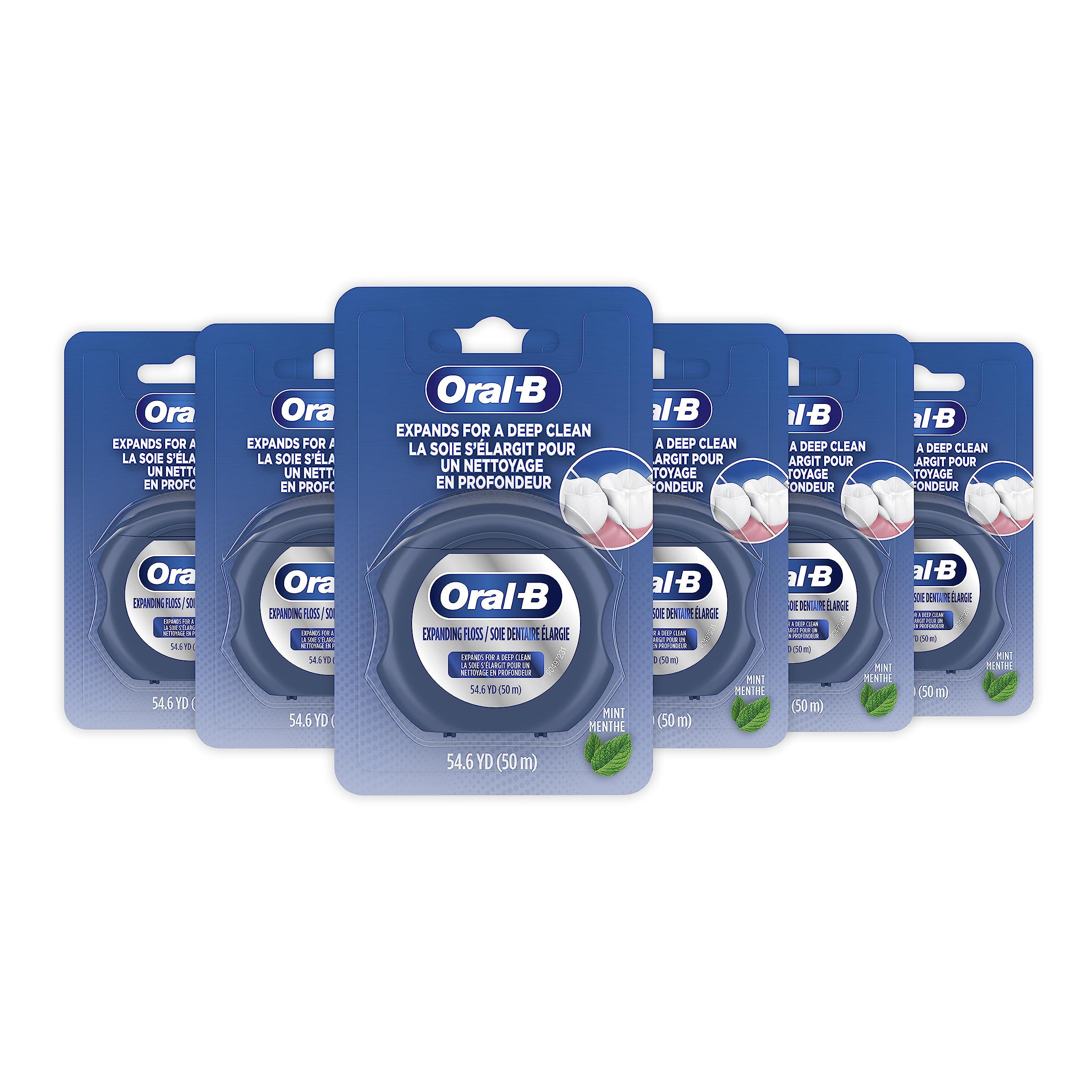 Oral-B Oral-B Expandable Dental Floss, Mint, Expands for A Deep Clean, 6 Pack (50M)