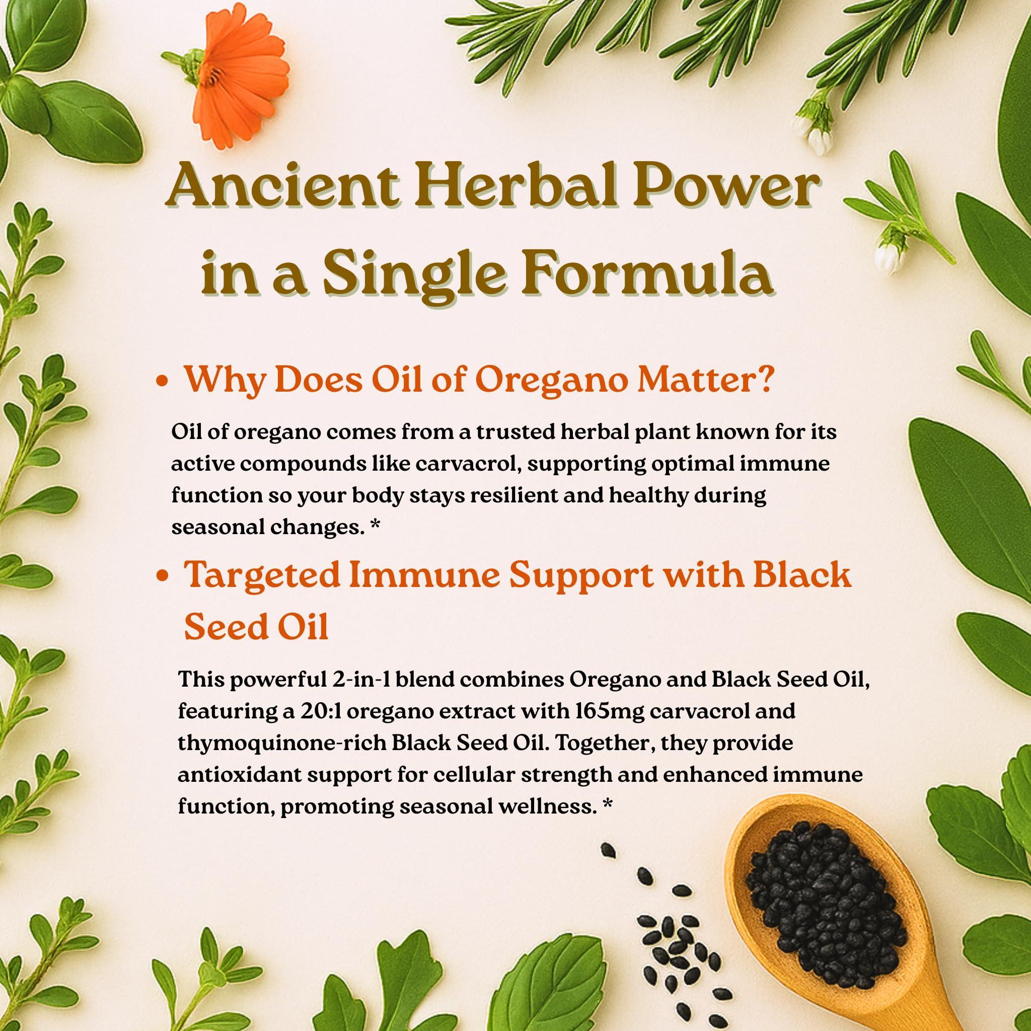 Micro Ingredients Micro Ingredients Oil of Oregano Softgels 6000mg Per Serving, 300 Count | 2 in 1 Formulated with Black Seed Oil 200mg, 4X Strength Carvacrol & Thymoquinone | Plant Based, Non-GMO & Immune Support