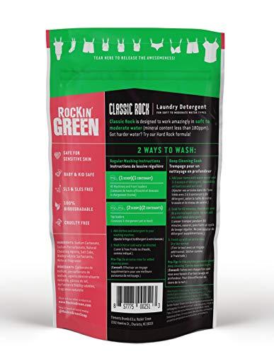 Rockin' Green Rockin' Green Classic Rock Laundry Detergent (90 Loads), Plant based, All Natural Laundry Detergent Powder, Vegan and Biodegradable Odor Fighter, Safe for Sensitive Skin, 45 oz (Smashing Watermelons).