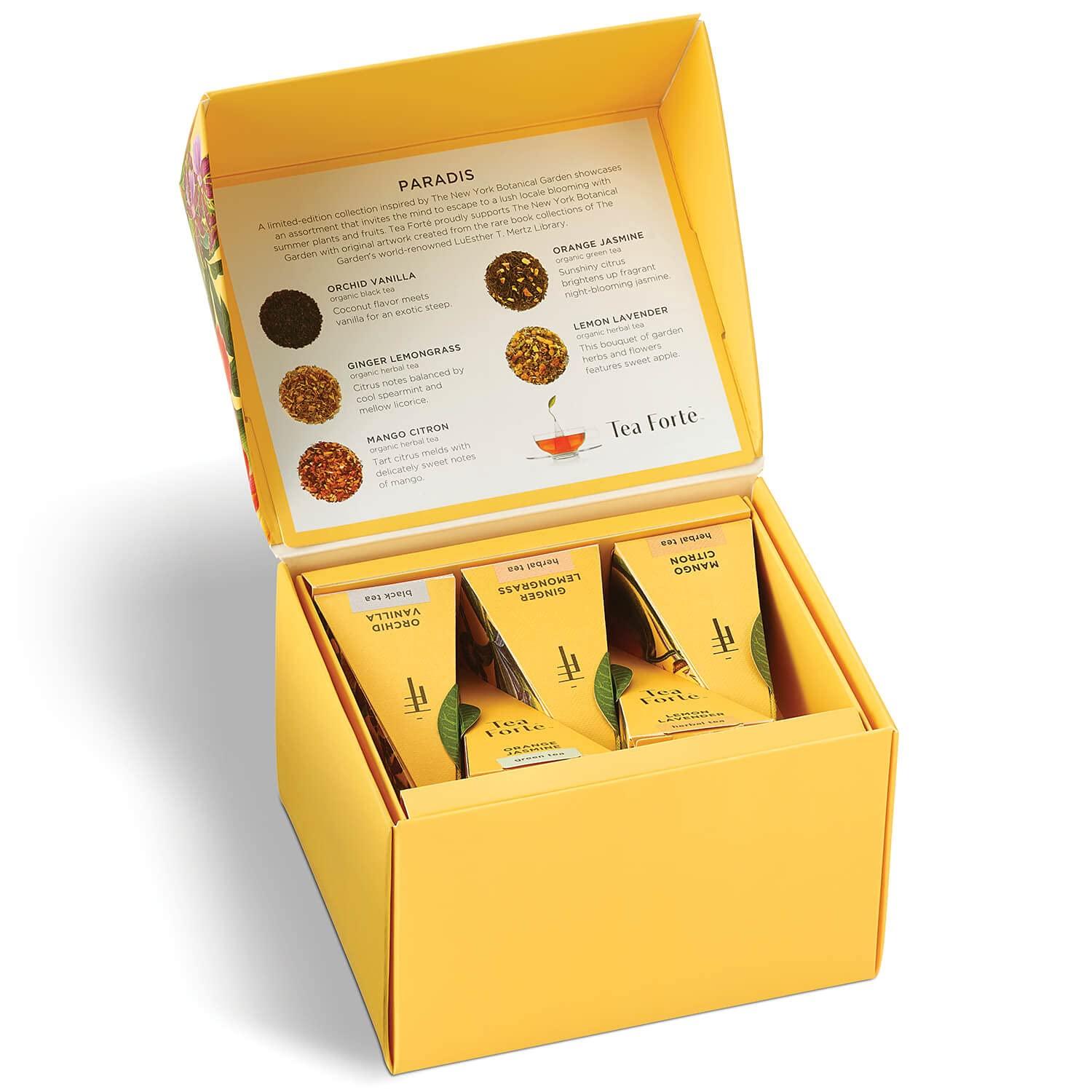 Tea Forte Tea Forte Paradis Gift Set with Cafe Cup, Tea Tray and 10 Handcrafted Pyramid Tea Infuser Bags