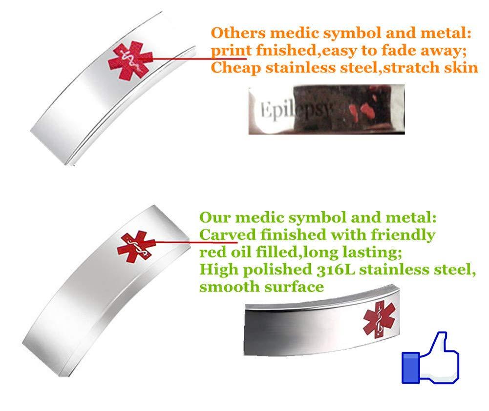 Sunling Sunling Custom Adjustable Silicon Medical Alert Food Allergy Awareness Bracelet for Women Men Kids,Free Engraving,Daily Life Emergency Saver for Son,Daughter,Parents