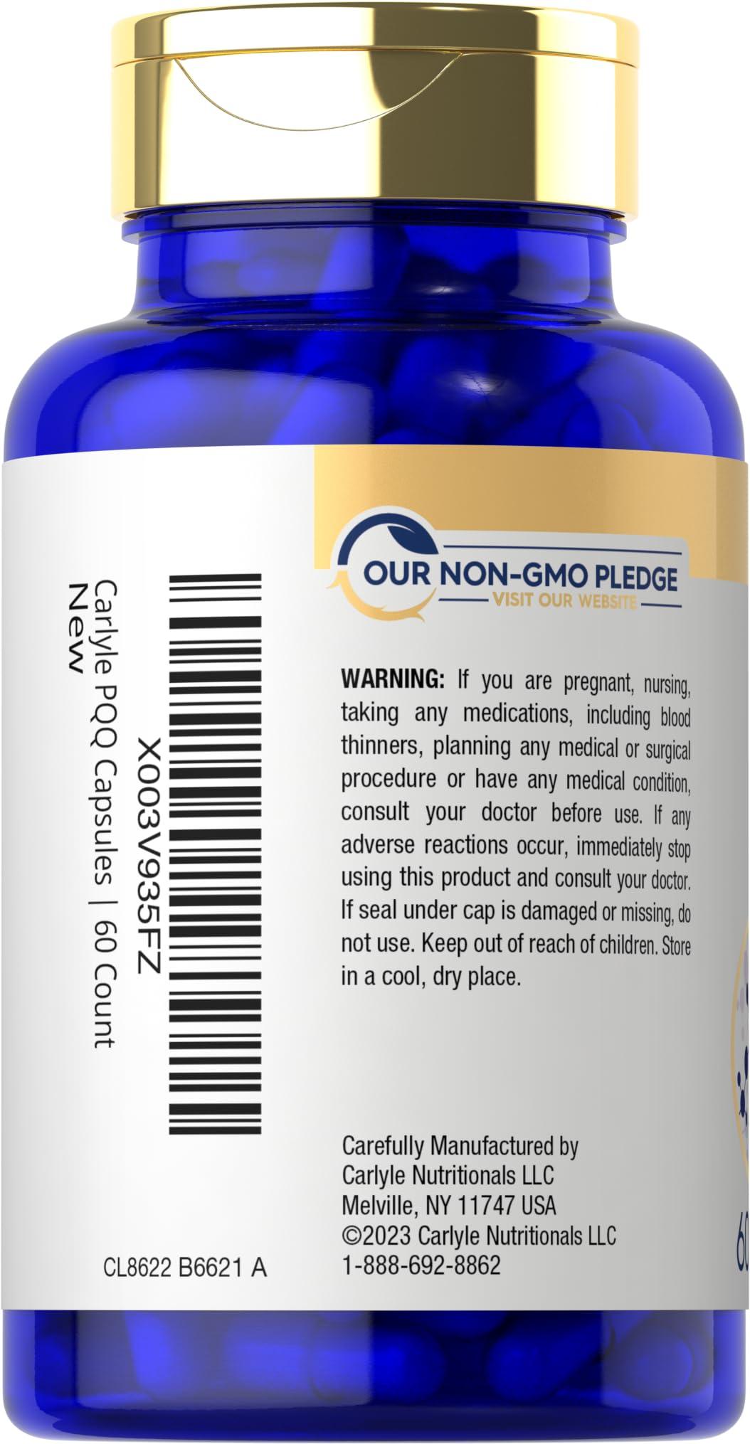 Carlyle Carlyle PQQ Supplement 20 mg | 60 Capsules | Non-GMO and Gluten Free