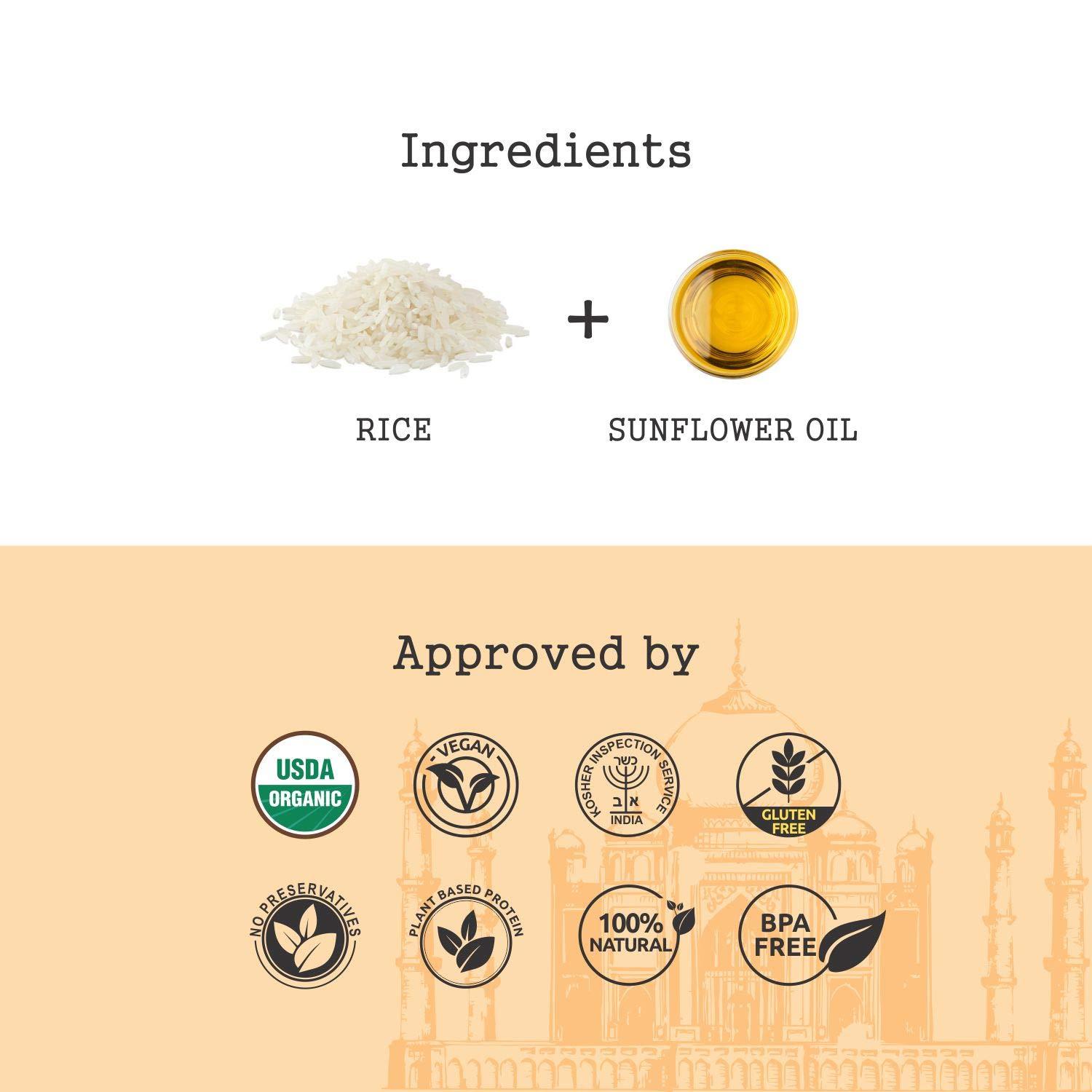 Khazana Khazana Organic Basmati Rice - Ready to Heat (1-Pack, 8.8oz) - Authentic, Aromatic & Flavorful Indian Grain - Non-GMO, Vegan, Gluten-Free, Kosher - Microwaveable Instant Rice in 90 Seconds