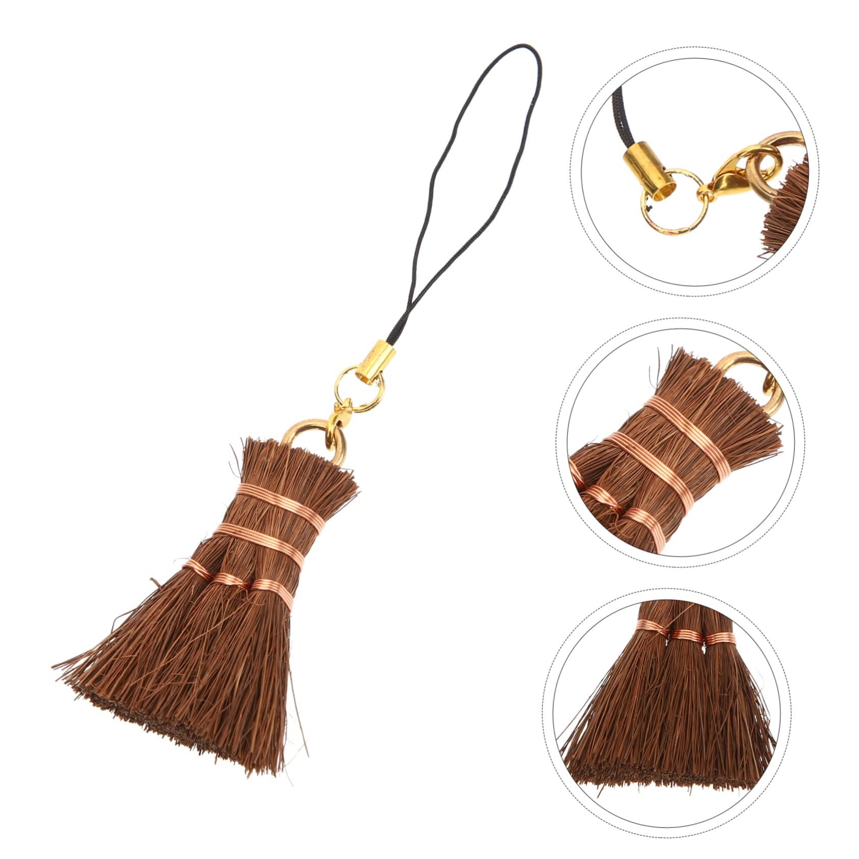 COLLBATH COLLBATH Small Broom Pendant Outdoor Keyboard Broom Duty Lint Remover Garage Whisk Dustpan Long Handle Upholstery Power Scrubber Sweeper Top Flash Wipes Home Soap Palm Brown Silk