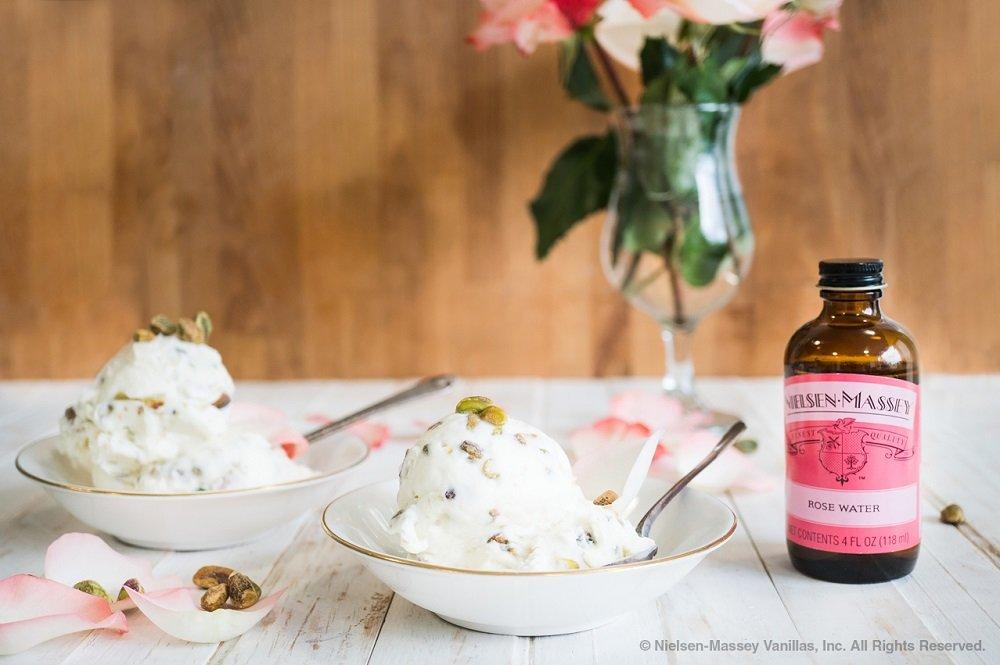Nielsen-Massey Nielsen-Massey Floral Food Flavors Bundle, Rose Water, Orange Blossom Water, Madagascar Bourbon Pure Vanilla Extract for Baking and Cooking, 4 Ounce Bottles