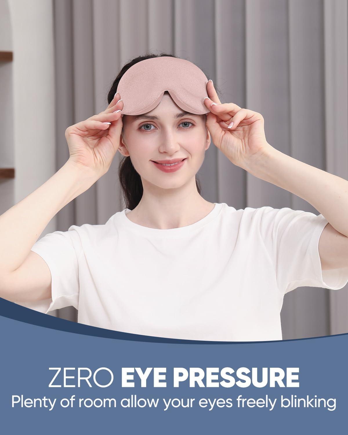 MZOO MZOO Sleep Eye Mask for Side Sleeper Men Women, Zero Eye Pressure 3D Sleeping Mask, Light Blocking Patented Design Night Blindfold, Soft Eye Shade Cover for Travel, Pink