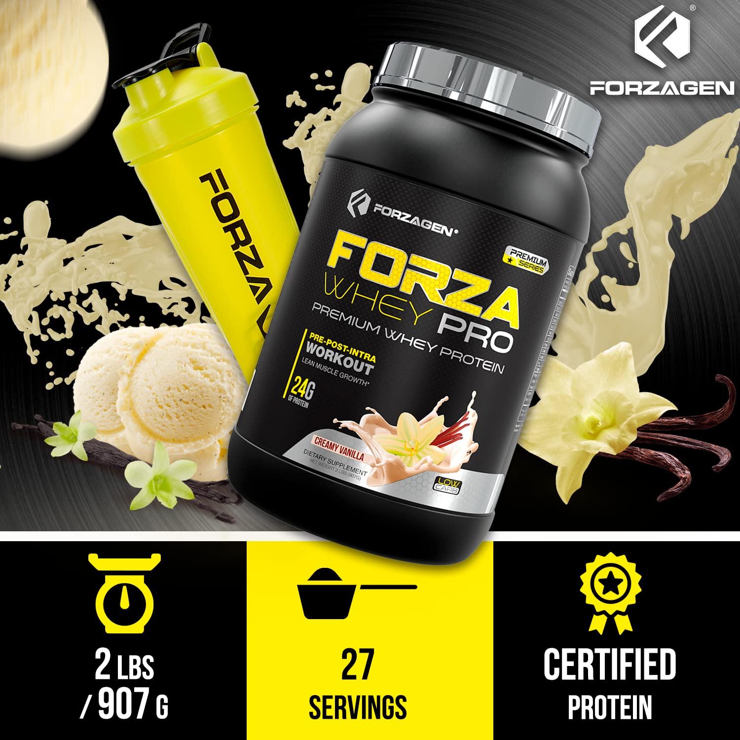 Forzagen Forzagen Whey PRO Low Carb Protein Powder | 24g of Protein per Serving, No Added Sugar, Gluten Free, Premium Whey for Shakes & Mixes for Men & Women, BCAA | Vanilla, 2 lbs. (28 Servings)