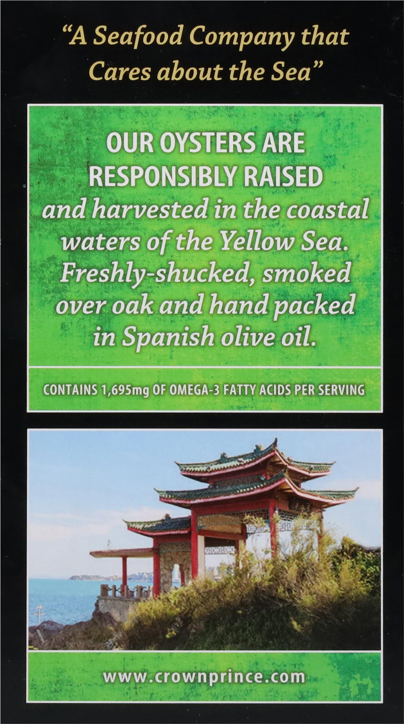 Crown Prince Crown Prince Smoked Oysters in Olive Oil, 3.75 Ounce Cans (Pack of 6)