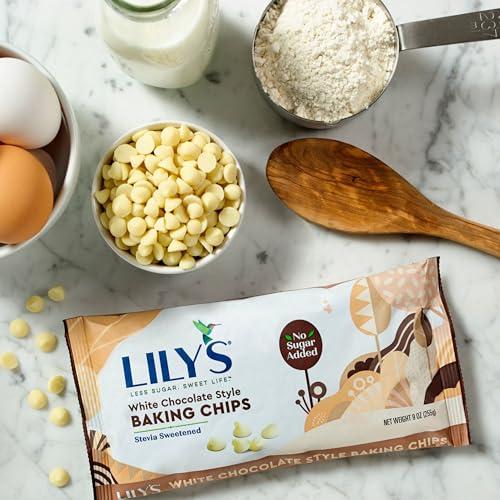 Lily's LILY\'S White Chocolate Style No Sugar Added, Baking Chips Bag, 9 oz