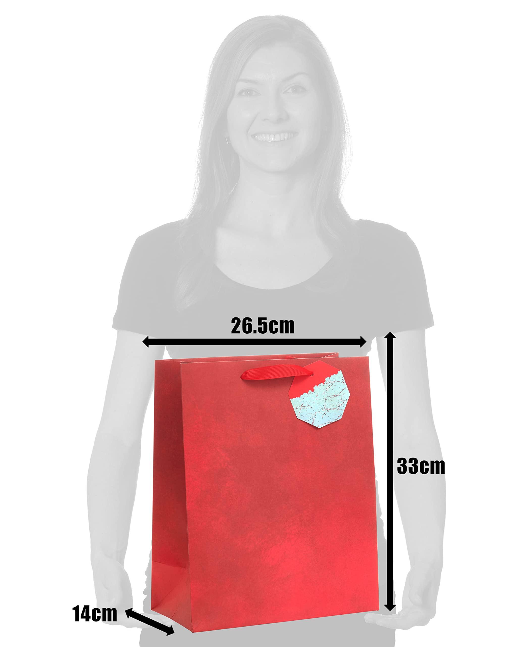 UK Greetings UK Greetings Multipack of 6 Large Gift Bags with Tags for Him/Her/Friend - Red Design