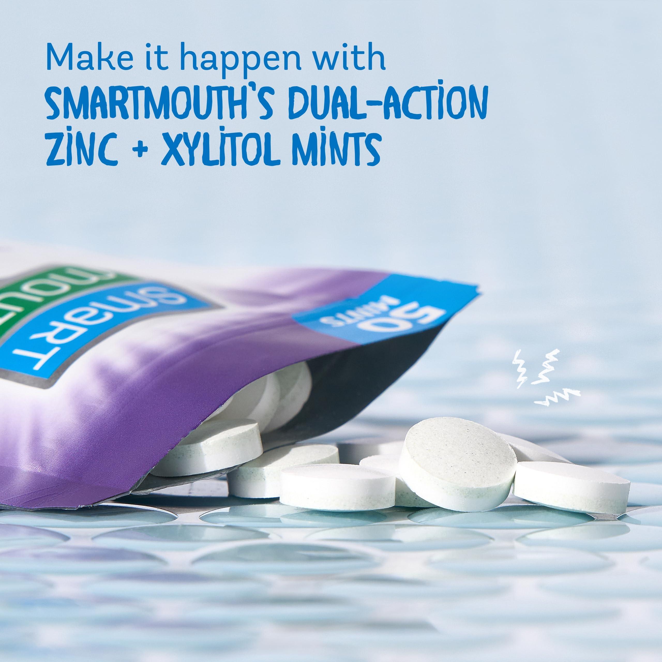 SmartMouth SmartMouth Dry Mouth Dual-Action Mints - Sugar-Free Breath Mints - 50 Count, 3 Pack, Mellow Mint