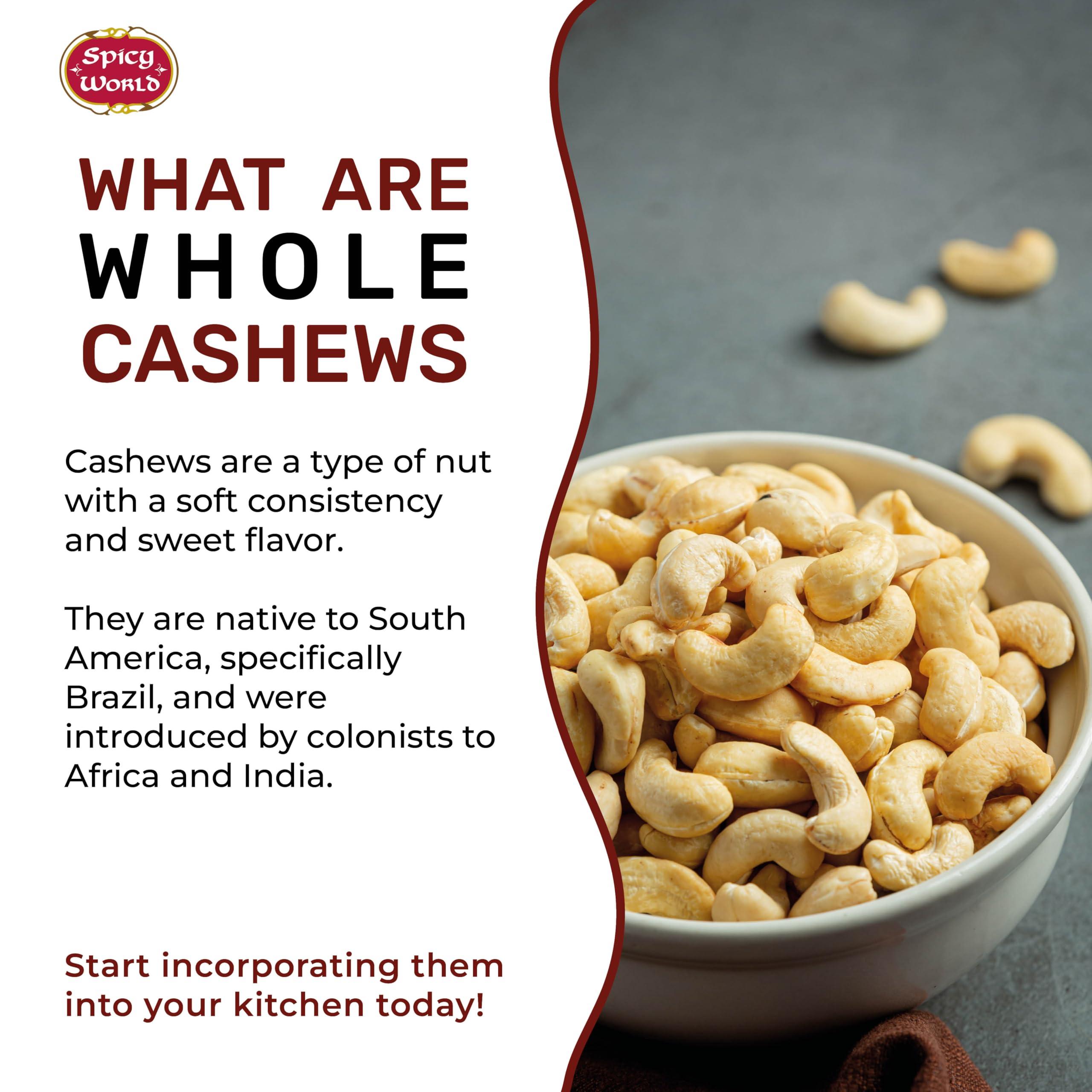 Spicy World Spicy World Raw Cashews Whole 2 Pound Bulk - Unsalted, Natural & Pure, No Chemicals