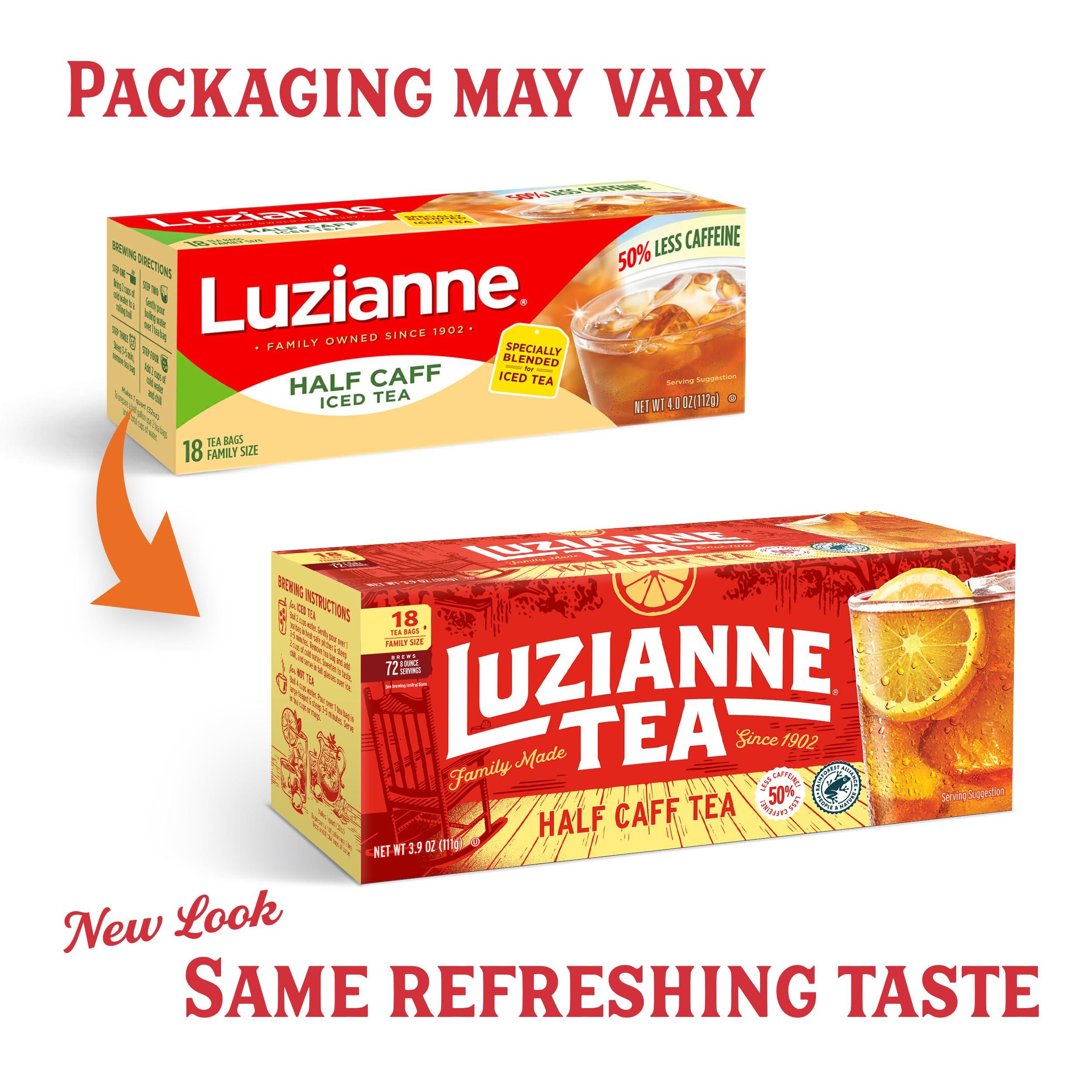 Luzianne Luzianne Unsweetened Half-Caff Iced Tea Bags, Family Size, 18ct Box (Pack of 1)