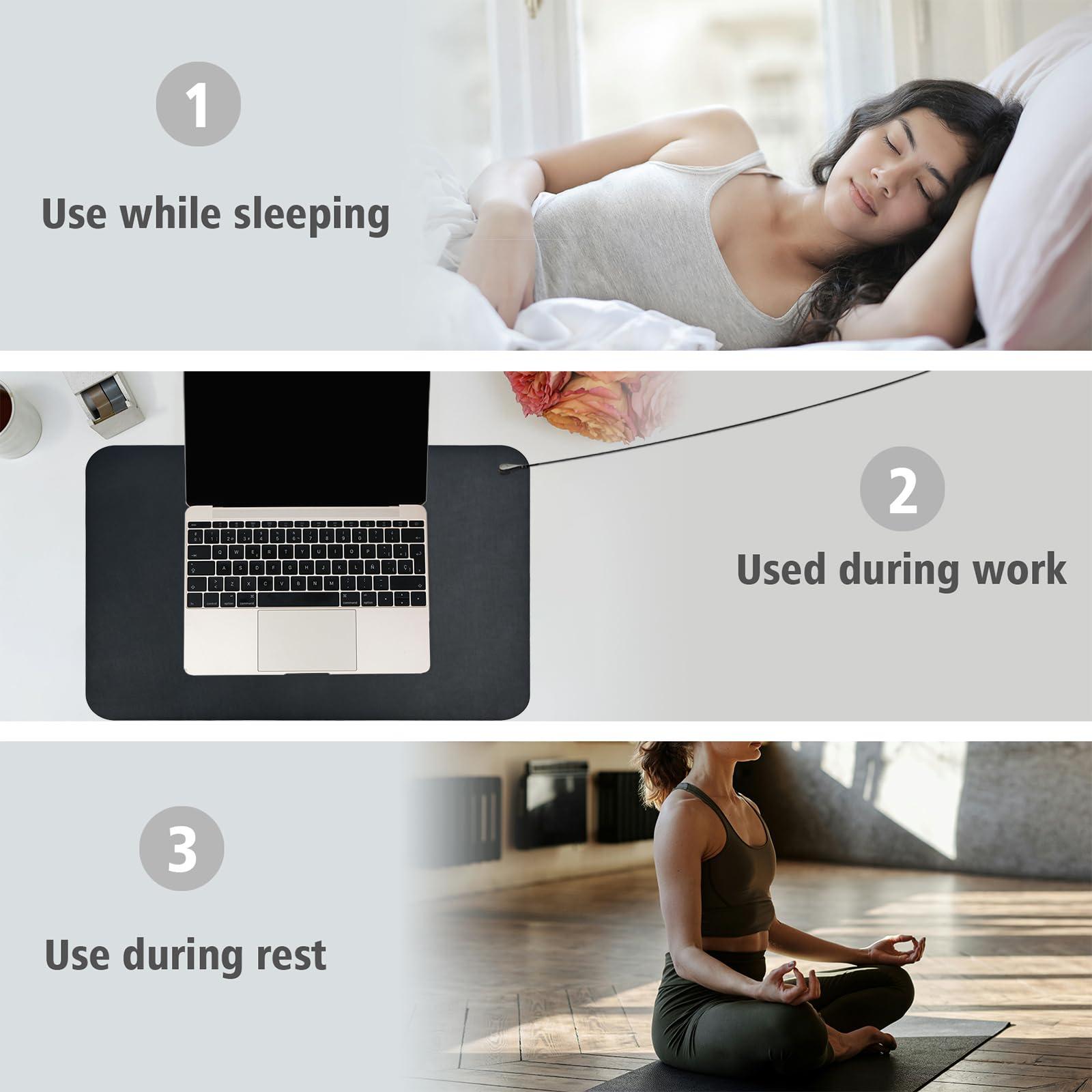 HRSDZKJ Grounding Mat for Sleep,Healthy Grounding Energy with Grounding Wristband and 15ft Straight Cord, Reduce Inflammation, Improve Sleep and Helps with Anxiety (24x16 Inch)