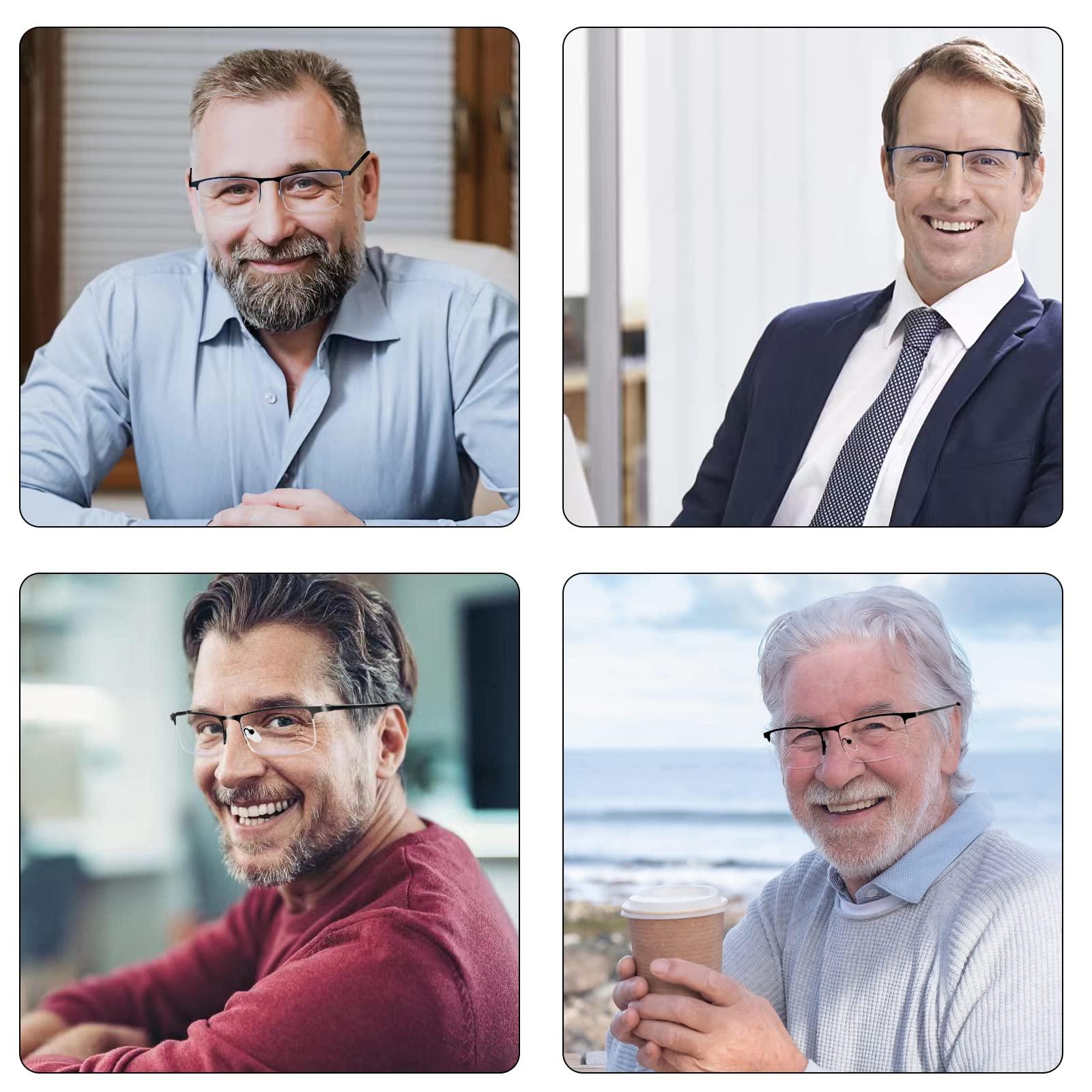 WEIMELTOY WEIMELTOY 3 Pack Blue Light Blocking Reading Glasses for Men, Stylish Half Frame Metal Computer Readers, Lightweight Spring Hinge Eyeglasses Anti Eyestrain/Glare/UV (2PCS Black+1PCS Gray,+1.75)