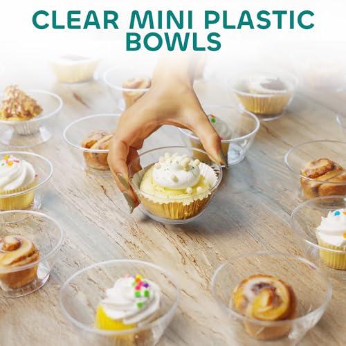 JoyServe JoyServe Clear Mini Plastic Bowls - (Bulk 50 Pack) 6 Oz Disposable Premium Hard Plastic Dessert Bowls for Serving, Weddings, Catering, Parties, Salsa, Home or Event Party Supplies