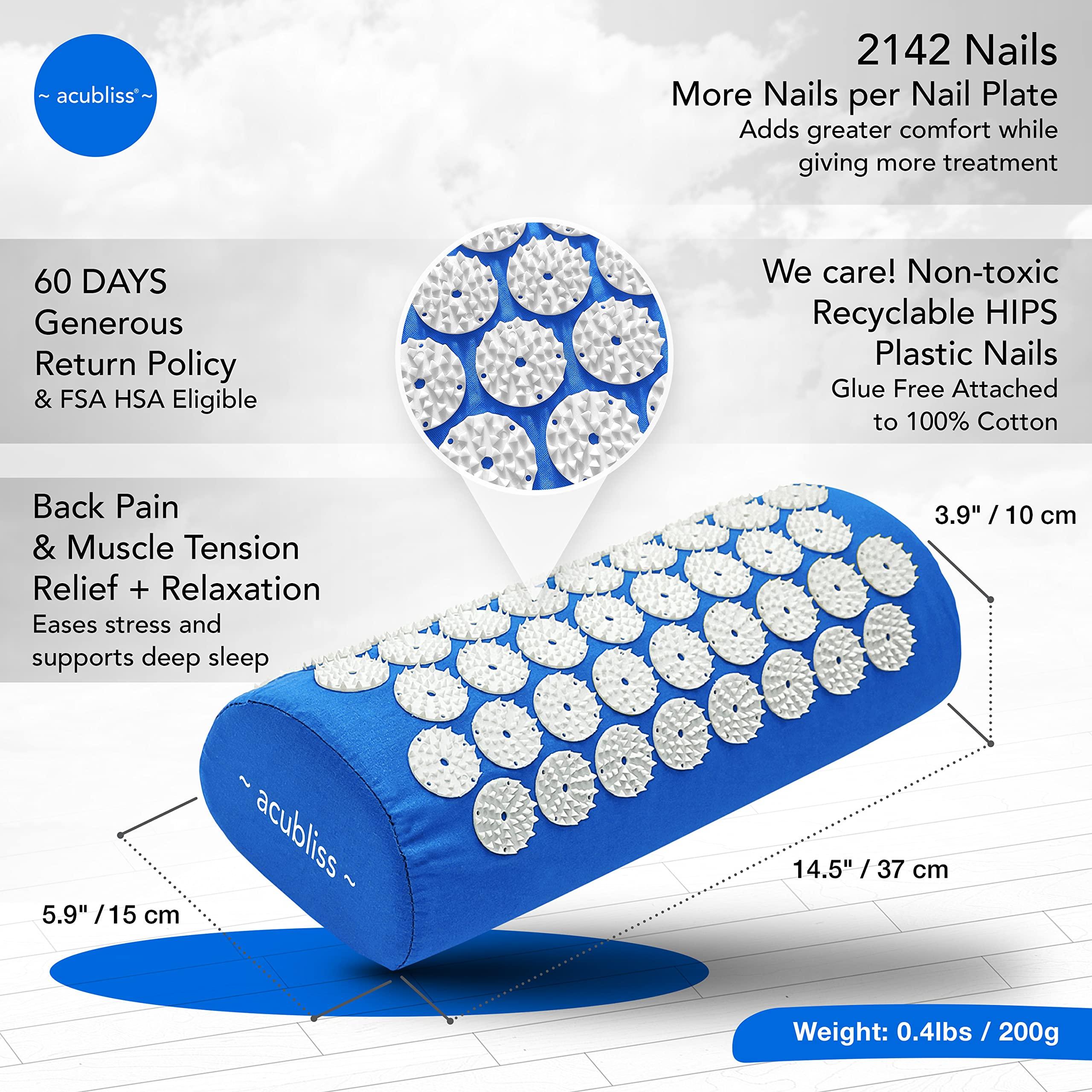 Acubliss Acubliss Acupressure Mat, Strap & Pillow 3 Piece Gift Set, 12,348 Acupuncture Pressure Points for Back Pain Relief, Increased Energy, Relaxation, FSA/HSA Eligible, Drawstring Bag, Purple