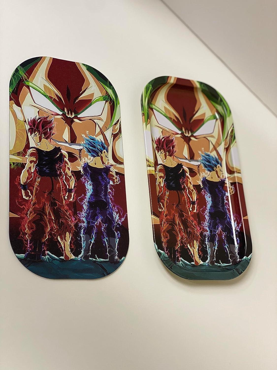Wu Metal Rolling Tray Goku Black Super, Ultra Super Saiyan with Magnetic Cover 8x4 Inches