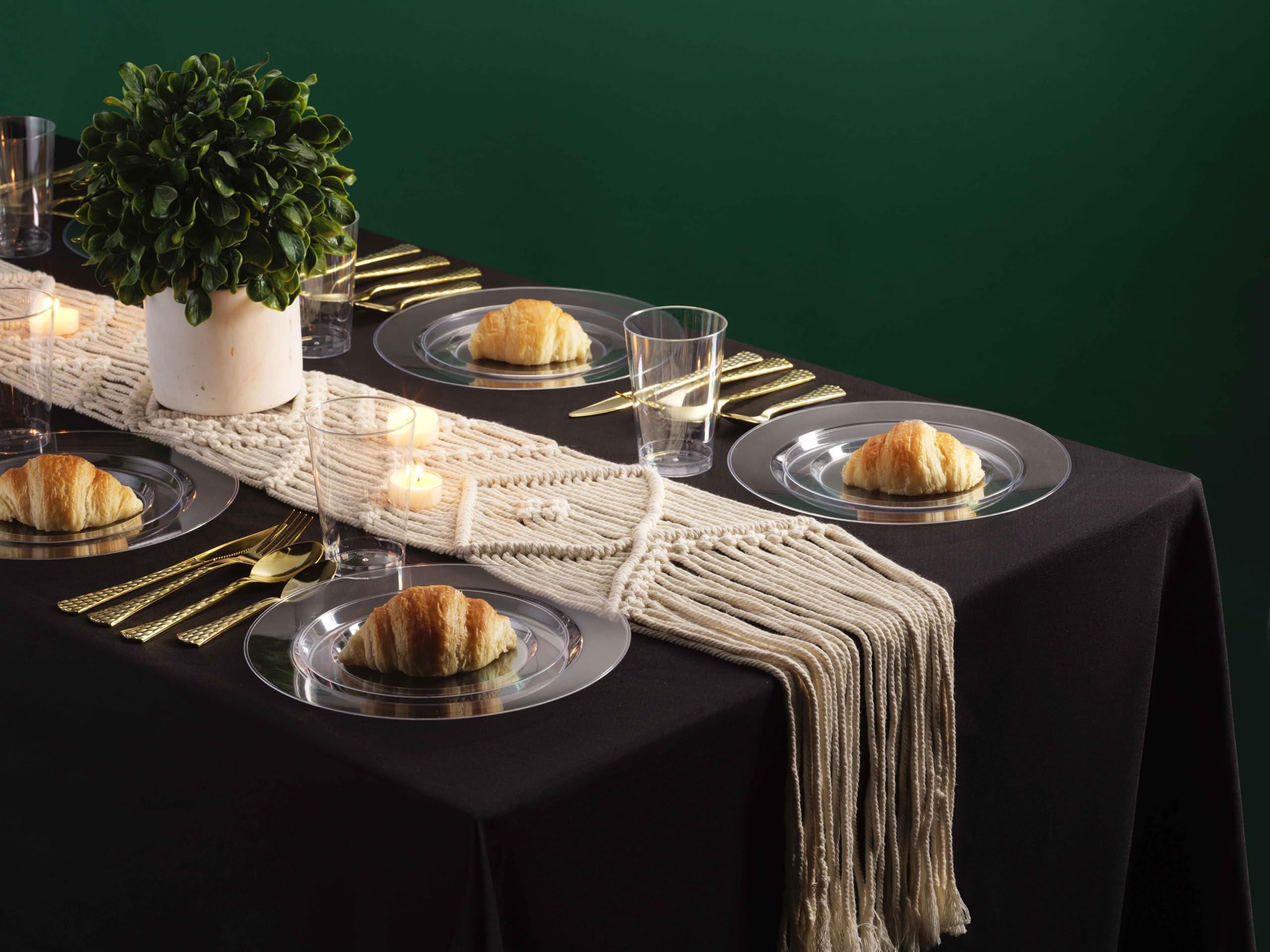 Munfix Munfix 100 Clear Plastic Plates Set, 50 Pcs 10 Inch Plastic Dinner Plates and 50 Pcs 7 Inch Plastic Dessert Plates, Elegant Fancy Heavy Duty Disposable Plates for Party, Wedding, Clear