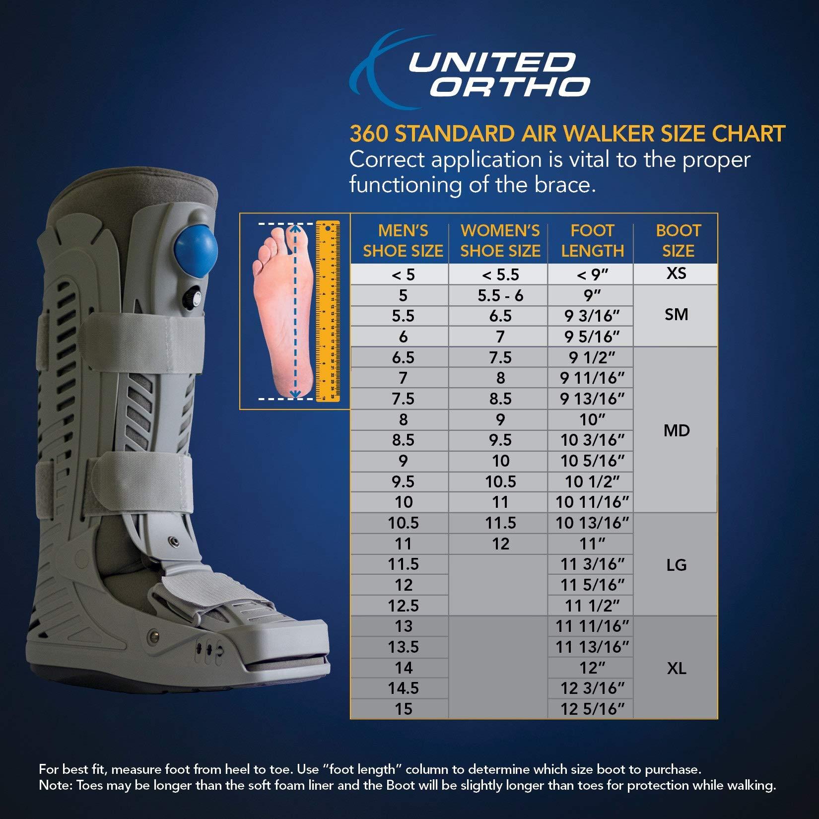 United Ortho United Ortho USA16101 360 Air Walker Standard Fracture Boot, X Small, Grey