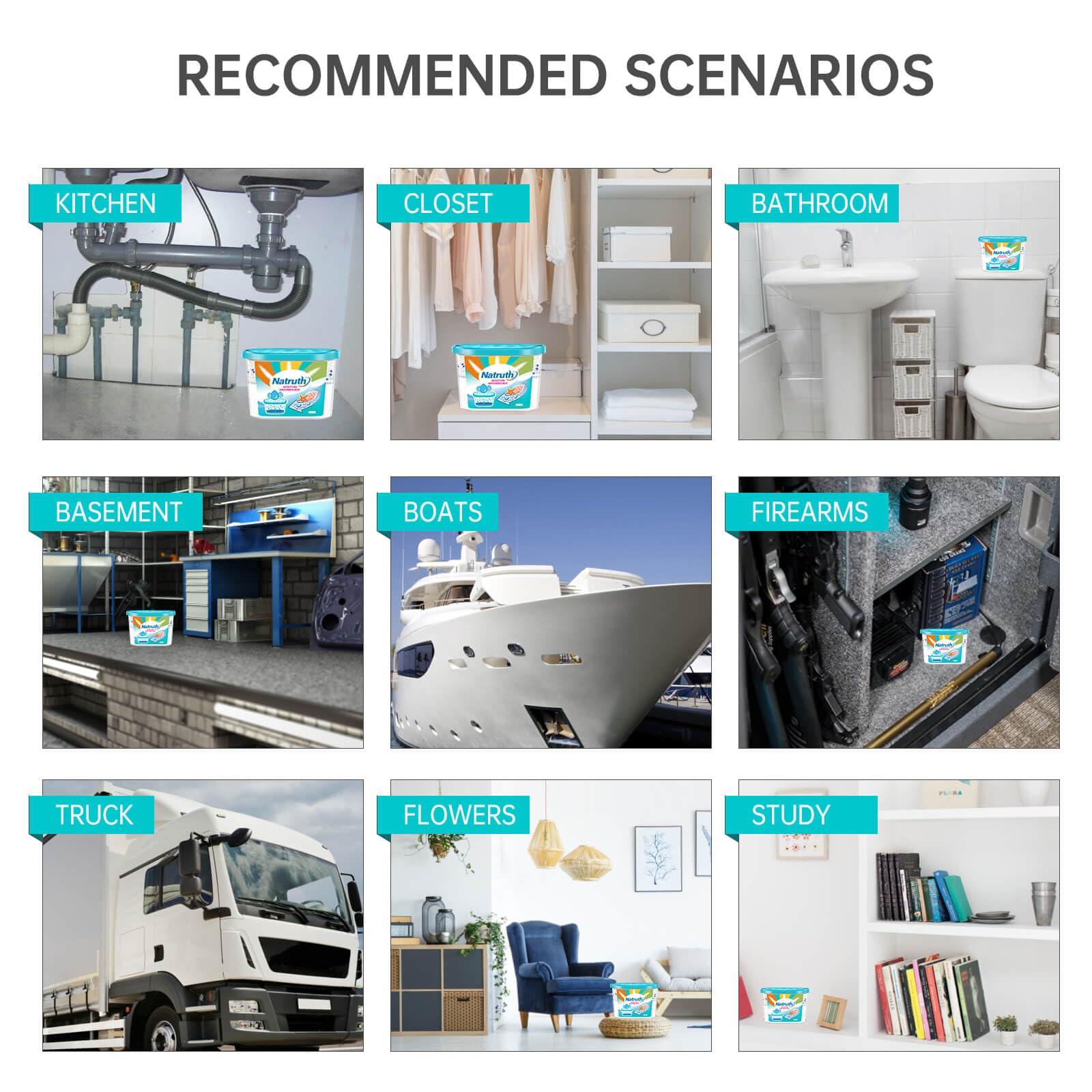 NATRUTH NATRUTH Moisture Absorbers 6 pack, 12.5Oz Portable Humidity Absorber Boxes for Your Bathroom, Closet & Car, Dehumidifier with Ocean Fragrance