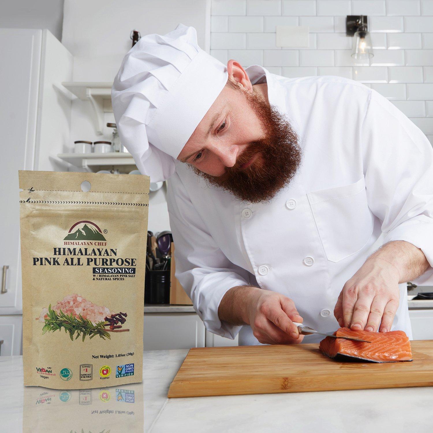 Himalayan Chef Himalayan Chef Pink Salt & All Purpose Seasoning Pouch, 1.06 Ounce, 100% Pure, Food Grade with 84 Trace Minerals | VEGAN Certified, Non-GMO (Pack of 12)