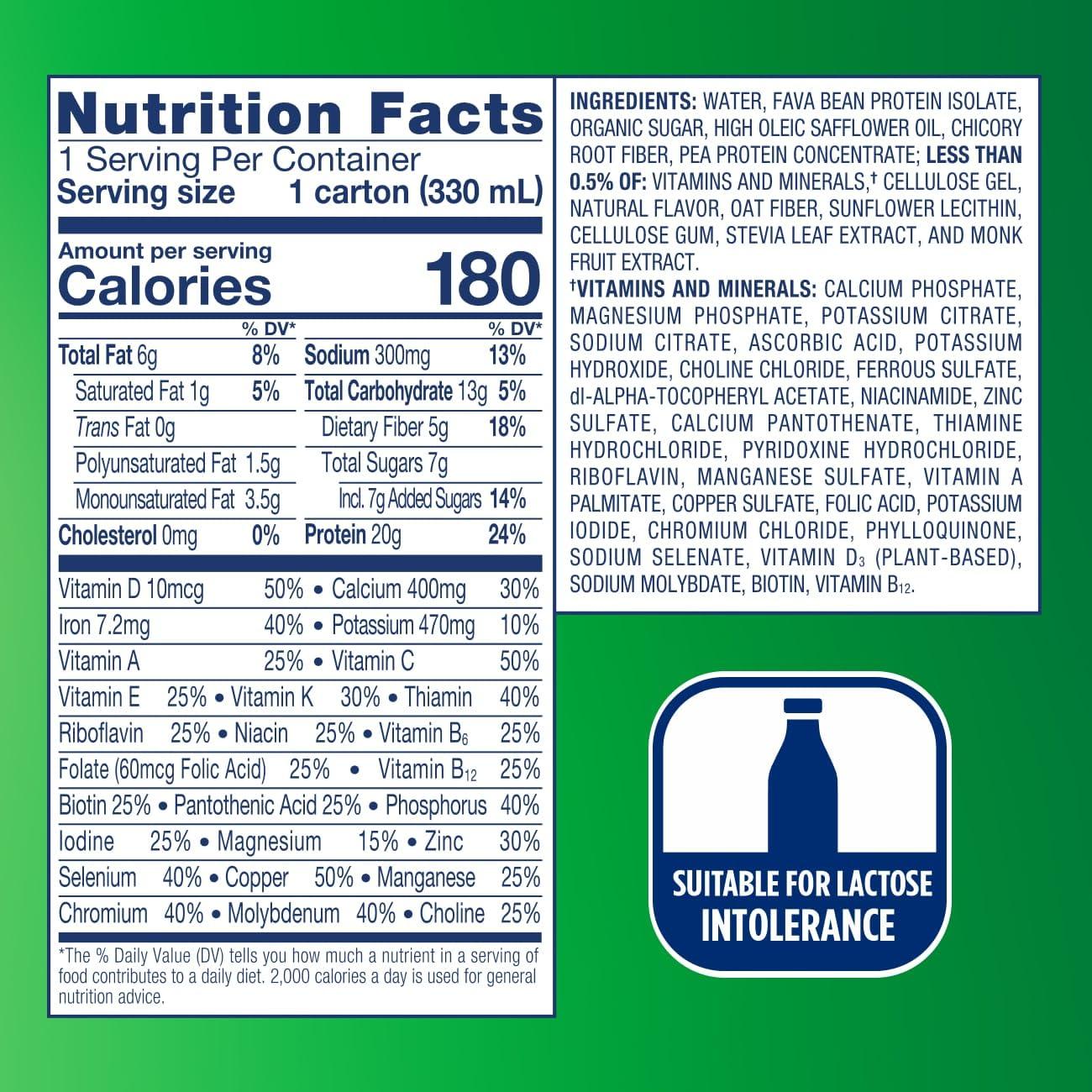 Ensure Ensure 100% Plant-Based Vegan Protein Nutrition Shakes with 20g Fava Bean and Pea Protein, Vanilla, 11 fl oz,(Pack of 12)
