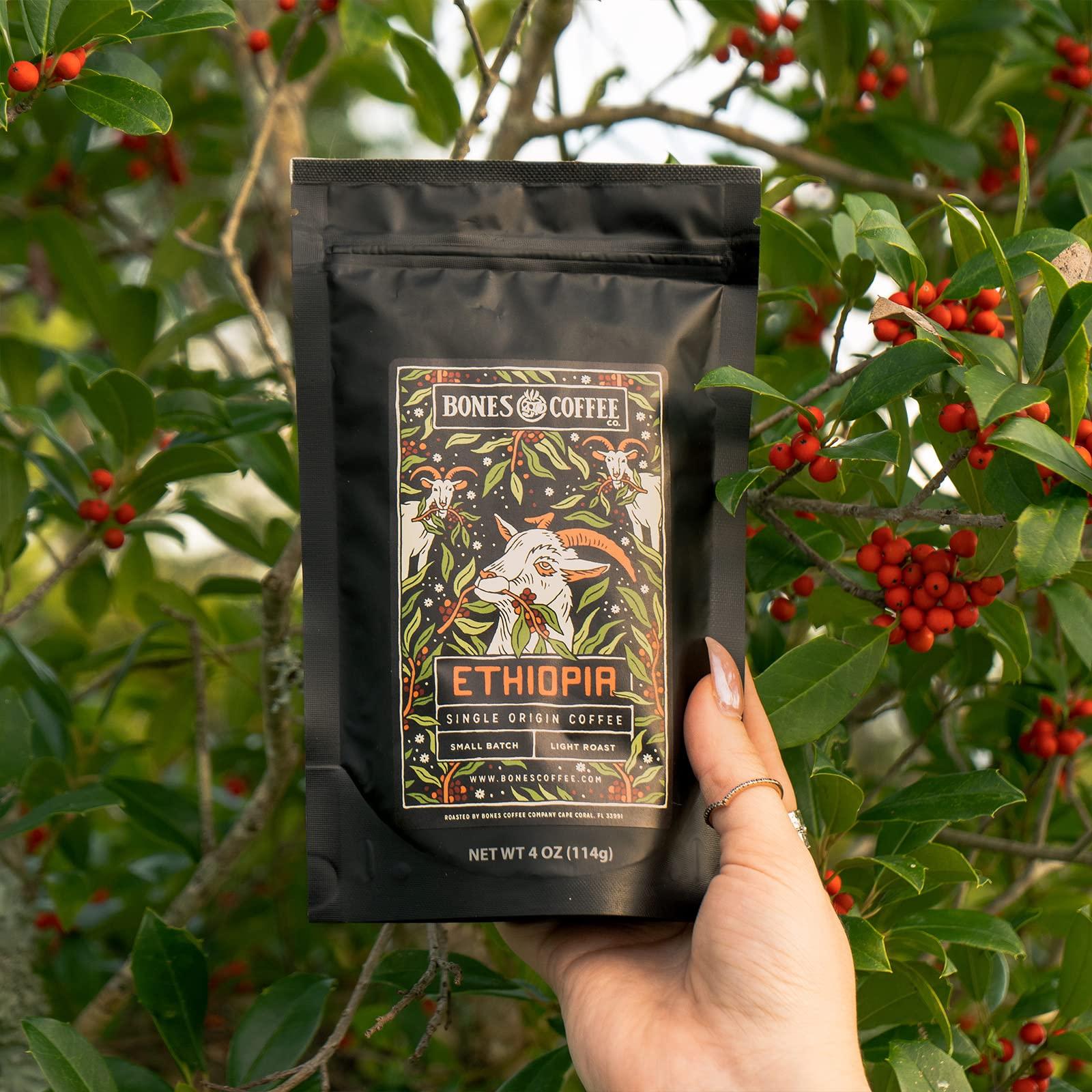 Bones Coffee Company Bones Coffee Company World Tour Sample Pack Gift Set, Medium Roast Whole Bean Coffee Low Acid Flavored Coffee Beans (4 oz, Pack of 5)