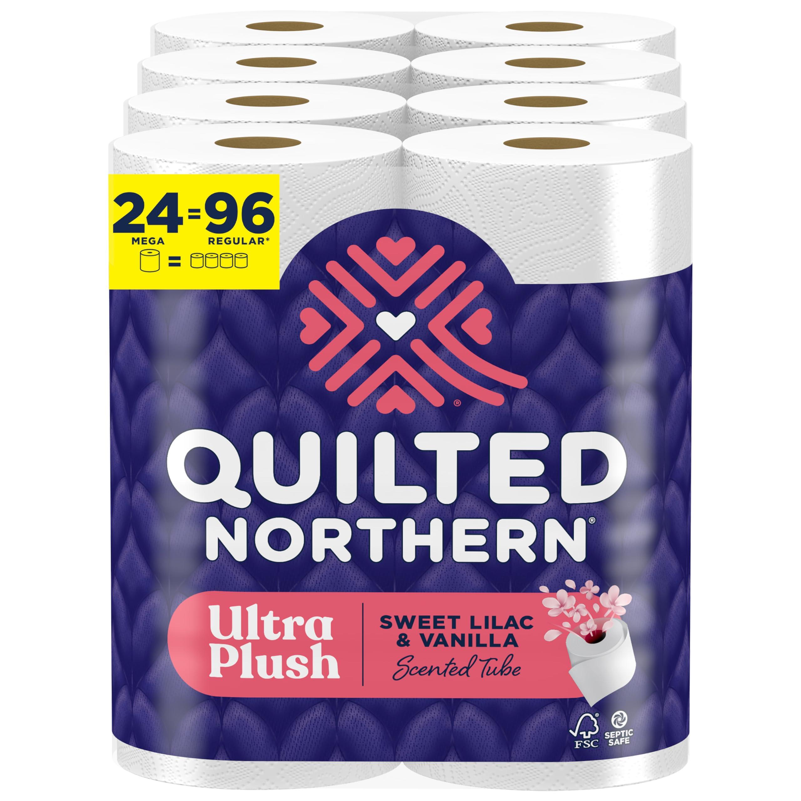 Quilted Northern Quilted Northern Ultra Plush Toilet Paper with Sweet Lilac & Vanilla Scented Tube, 24 Mega Rolls = 96 Regular Rolls (Packaging May Vary) White