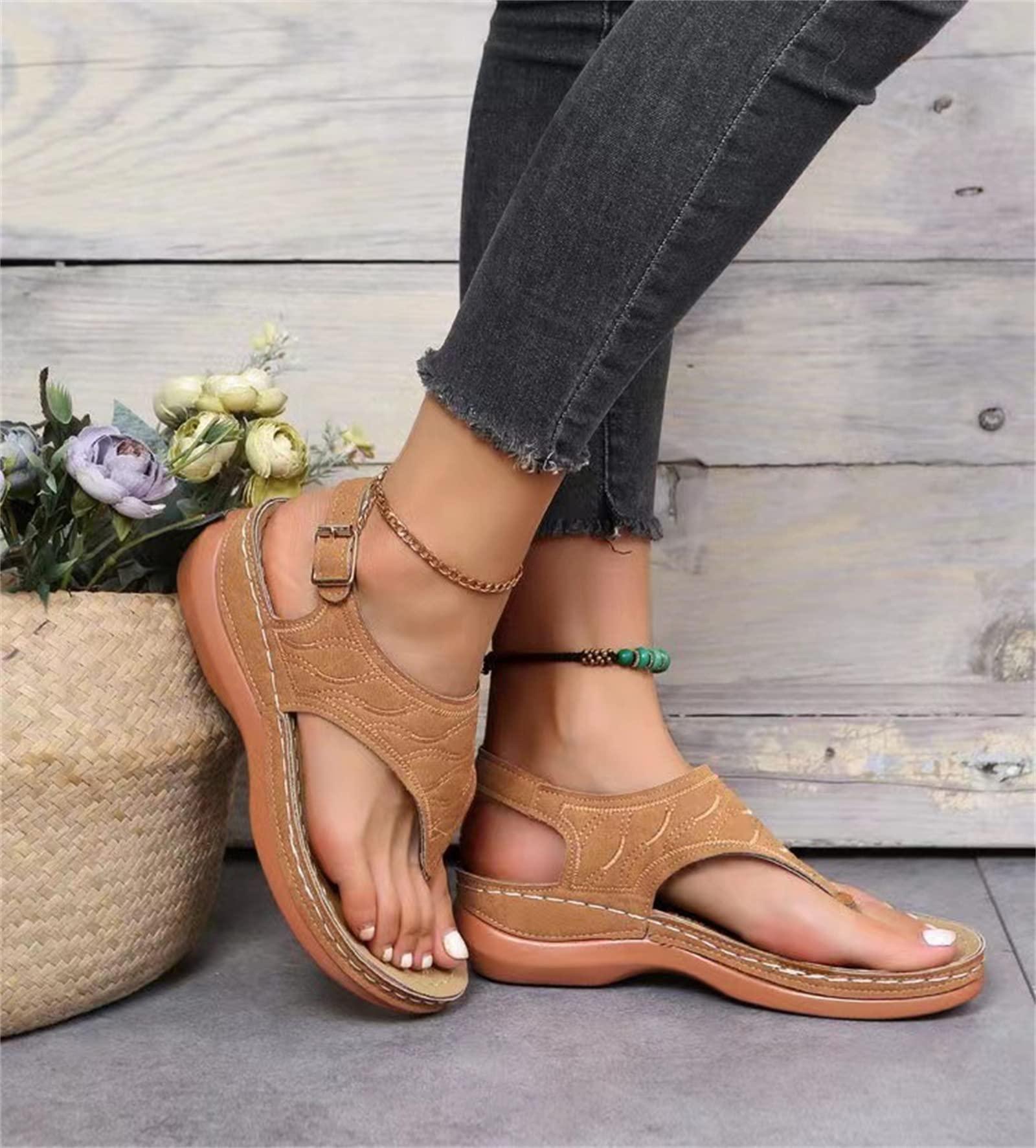 Ladmiple Ladmiple Orthotic Sandals For Women Plantar Fasciitis Womens Comfortable Walking Flip Flops Orthopedic Sandals with Arch Support Dressy Summer Comfortable Orthotic Beach Shoes Slides 2024