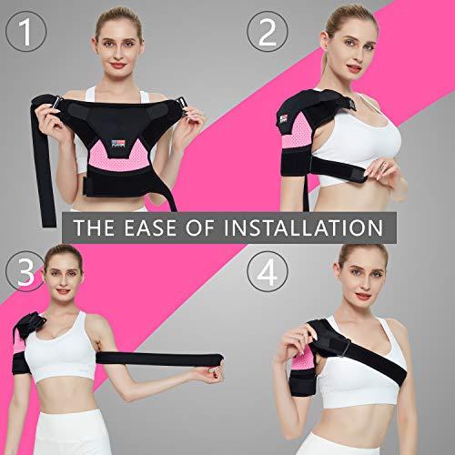 CLEVISS BRACE Shoulder Brace for Men and Women [2020 Version] Rotator Cuff - for Bursitis, Dislocated AC Joint, Labrum Tear, Tendonitis,Neoprene Compression Support Sleeve (Pink, L-XL)