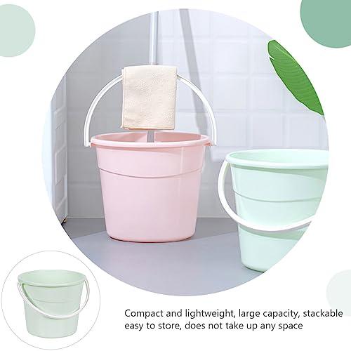 Amosfun Amosfun Plastic Buckets Plastic Bucket with Handle Round Water Bucket Bath Bucket Water Container for Camping Travel Beach Summer Party Accessory Green Cleaning Bucket