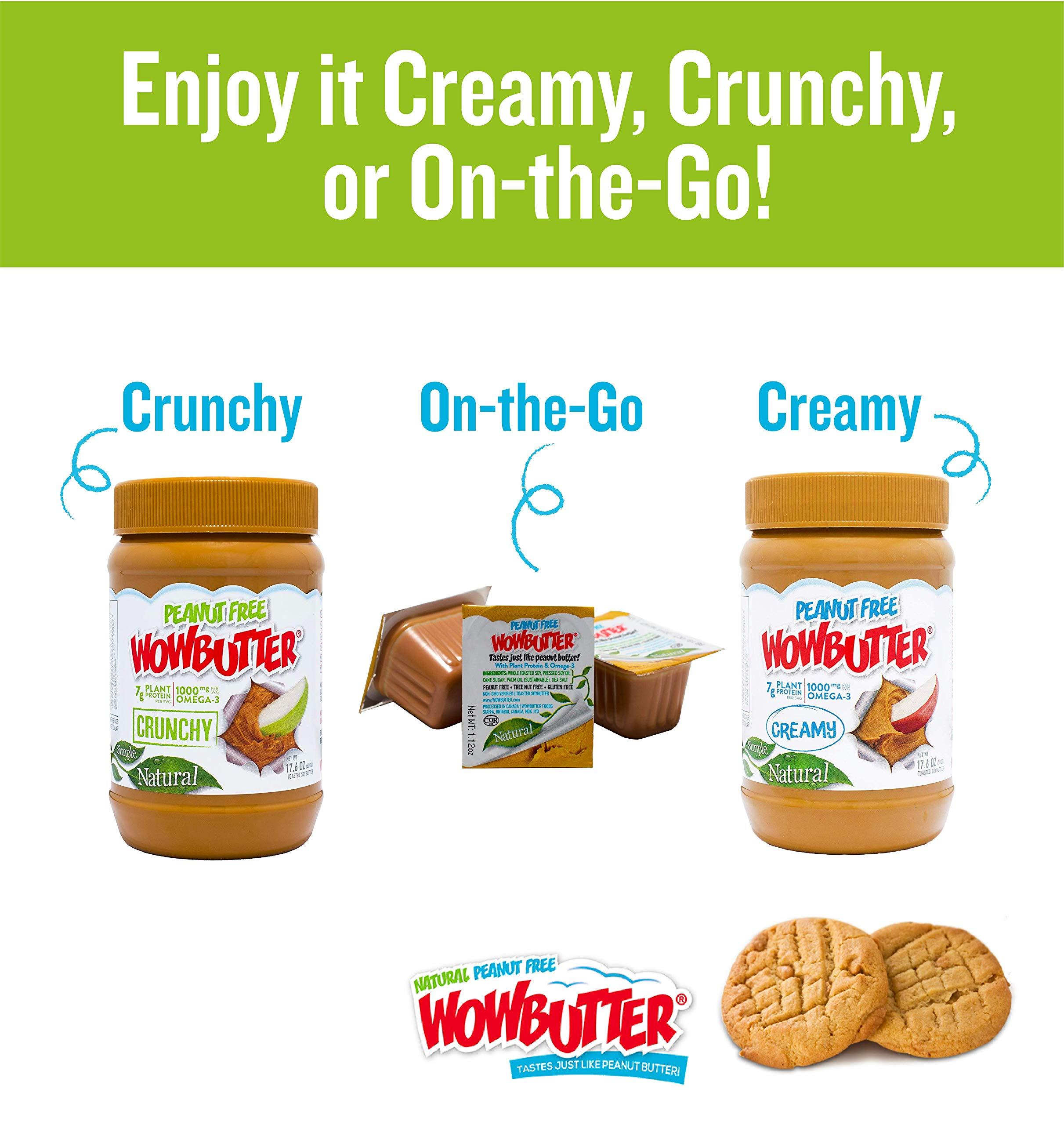 WOWBUTTER WOWBUTTER - Creamy Peanut & Tree Nut Free Spread - 100 Cups - 1.12oz each - Made With Whole Toasted Soy - All Natural Ingredients - Safe for School - Vegan Plant Protein Food - Gluten Free & Non-GMO