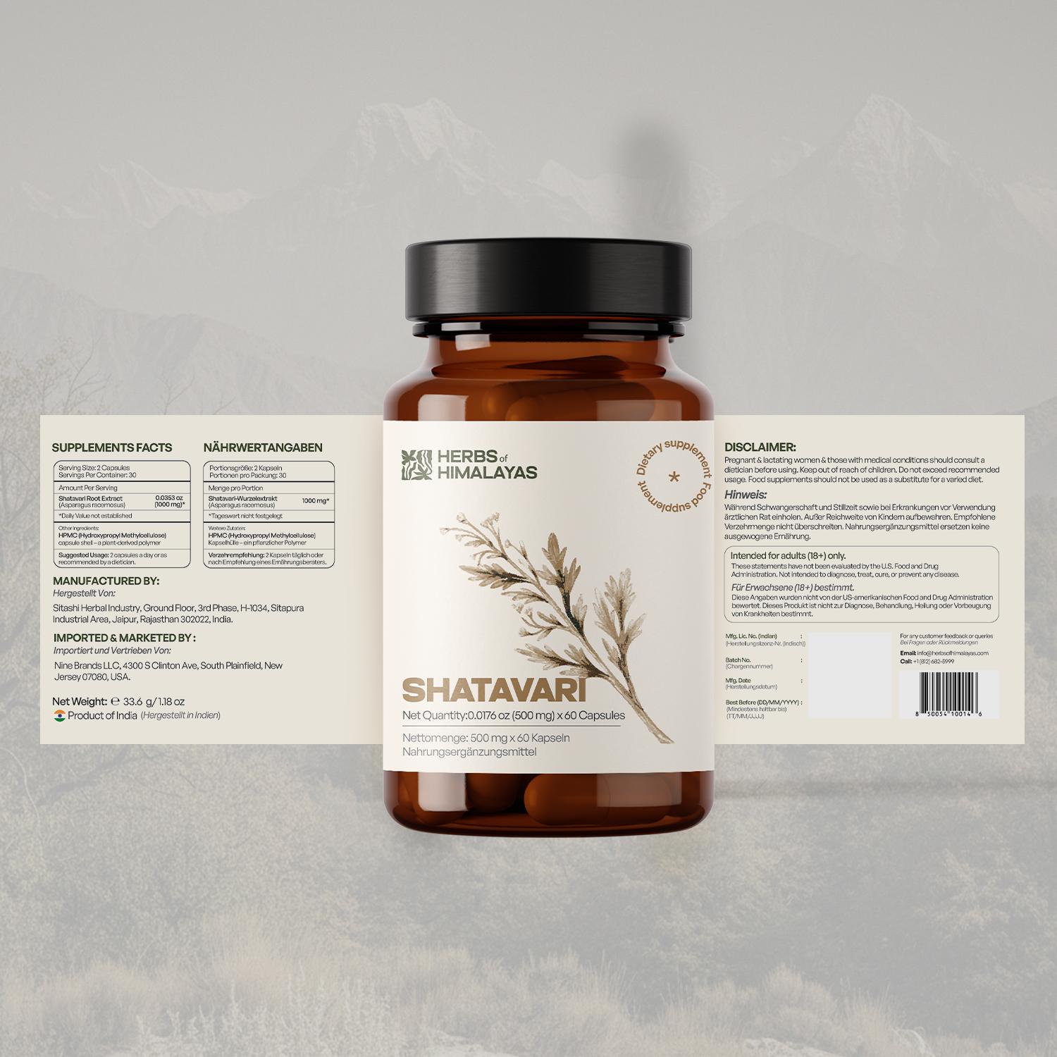 Herbs of Himalayas Herbs of Himalayas Shatavari Capsules – Healthy Support (60 Capsules)