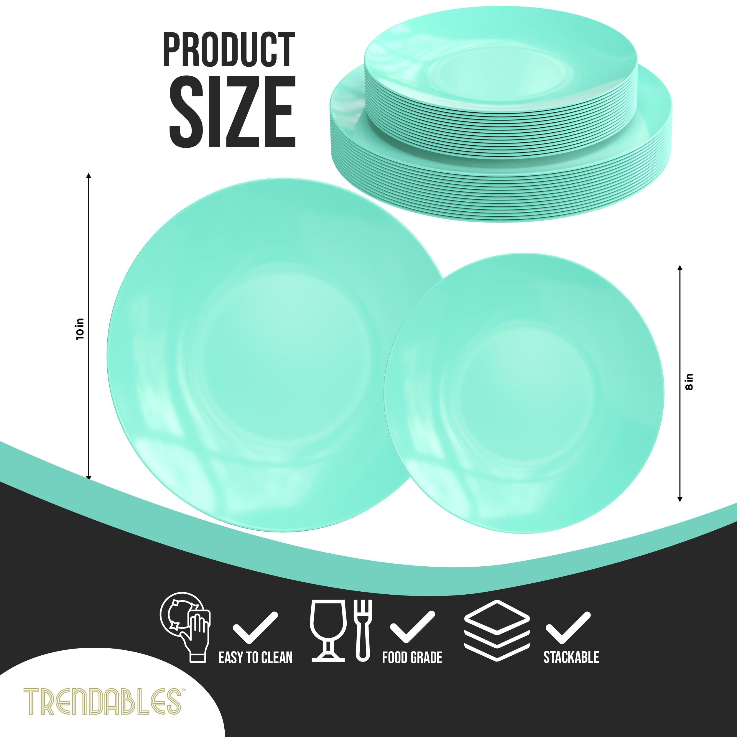 Trendables Trendables 120 Pcs Green Plates Plastic Dinner Plates 60 Guests I 60-10\" Heavy Duty Plastic Plates & 60-8\" Dessert Plates | Disposable Dinnerware Set | Green Plates, Green Plastic Plates Party Plates
