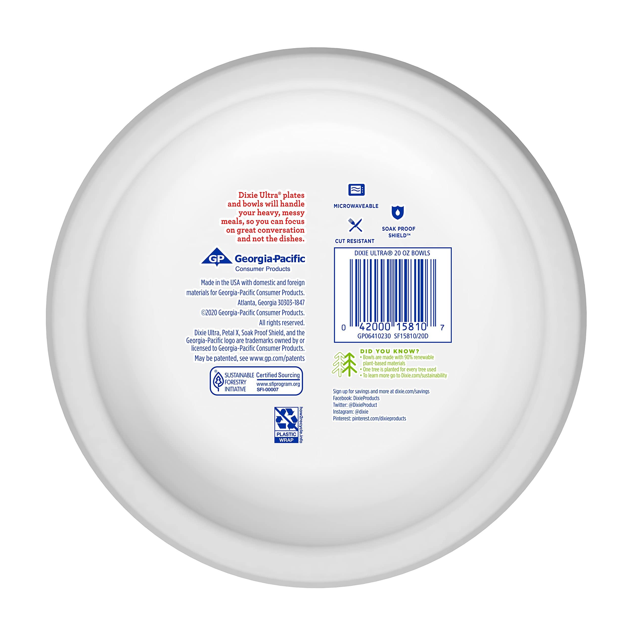 Dixie Ultra Dixie Ultra® Disposable Paper Bowls, 20 ounce, Dinner Size Printed Disposable Bowls, 56 Count (1 Pack of 56 Bowls),