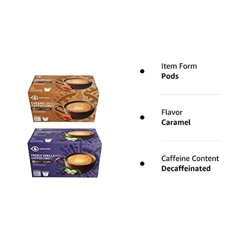 Barissimo Barissimo Cappuccino Coffee Cocoa Pods 2 Pack K-Cup Compatible (Caramel Cappuccino And French Vanilla Cappuccino)