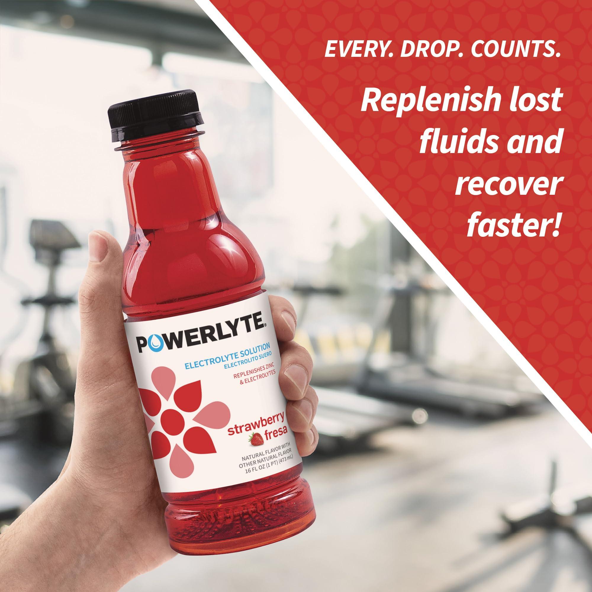 POWERLYTE POWERLYTE Sport Hydration Electrolyte Solution Drink for Rehydration | Strawberry | 16 Fl Oz | 12-Pack
