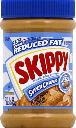 SKIPPY SKIPPY Reduced Fat SUPER CHUNK Extra Crunchy Peanut Butter Spread, 16.3 Ounce