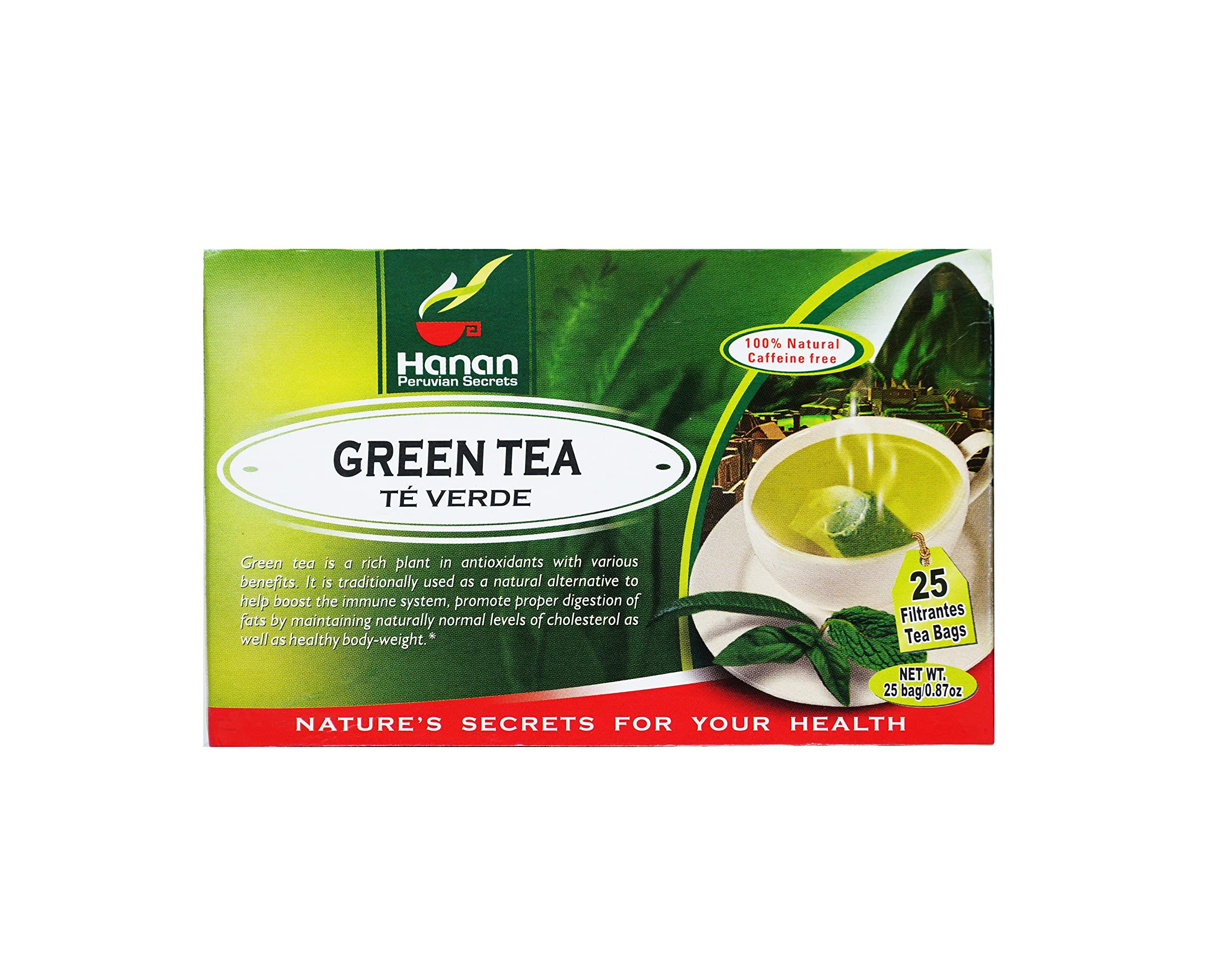 HANAN PERUVIAN SECRETS Hanan Peruvian Secrets Te Verde| 100% Natural Green Tea | 25 Tea Bags| Rich in antioxidants & vitamins | Promote Good Digestion