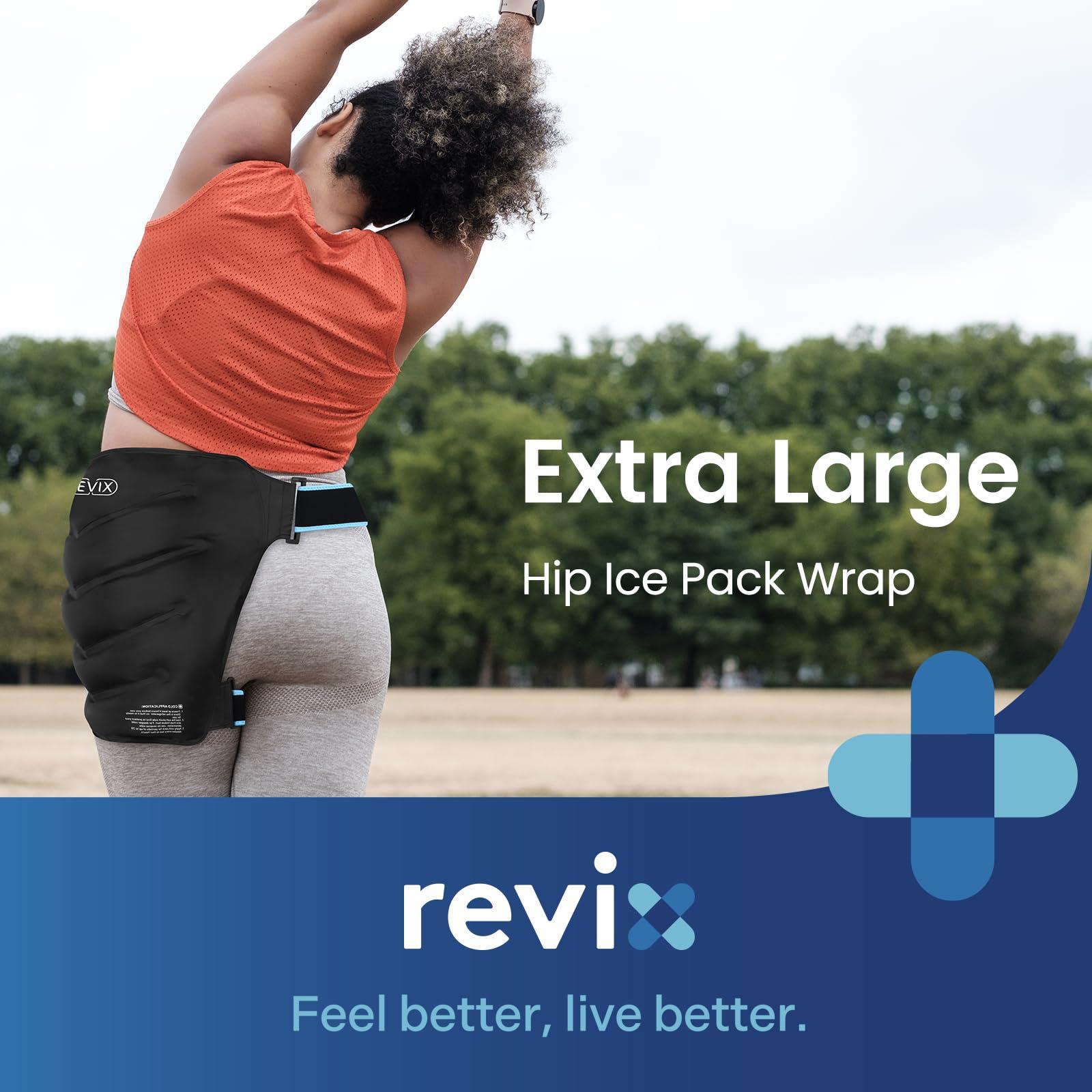 REVIX REVIX Extra Large Hip Ice Pack Wrap After Surgery, Reusable Gel Cold Pack for Hip Replacement Recovery, Sciatic Nerve, Cold Therapy Hip Flexor Compression Wrap, Black