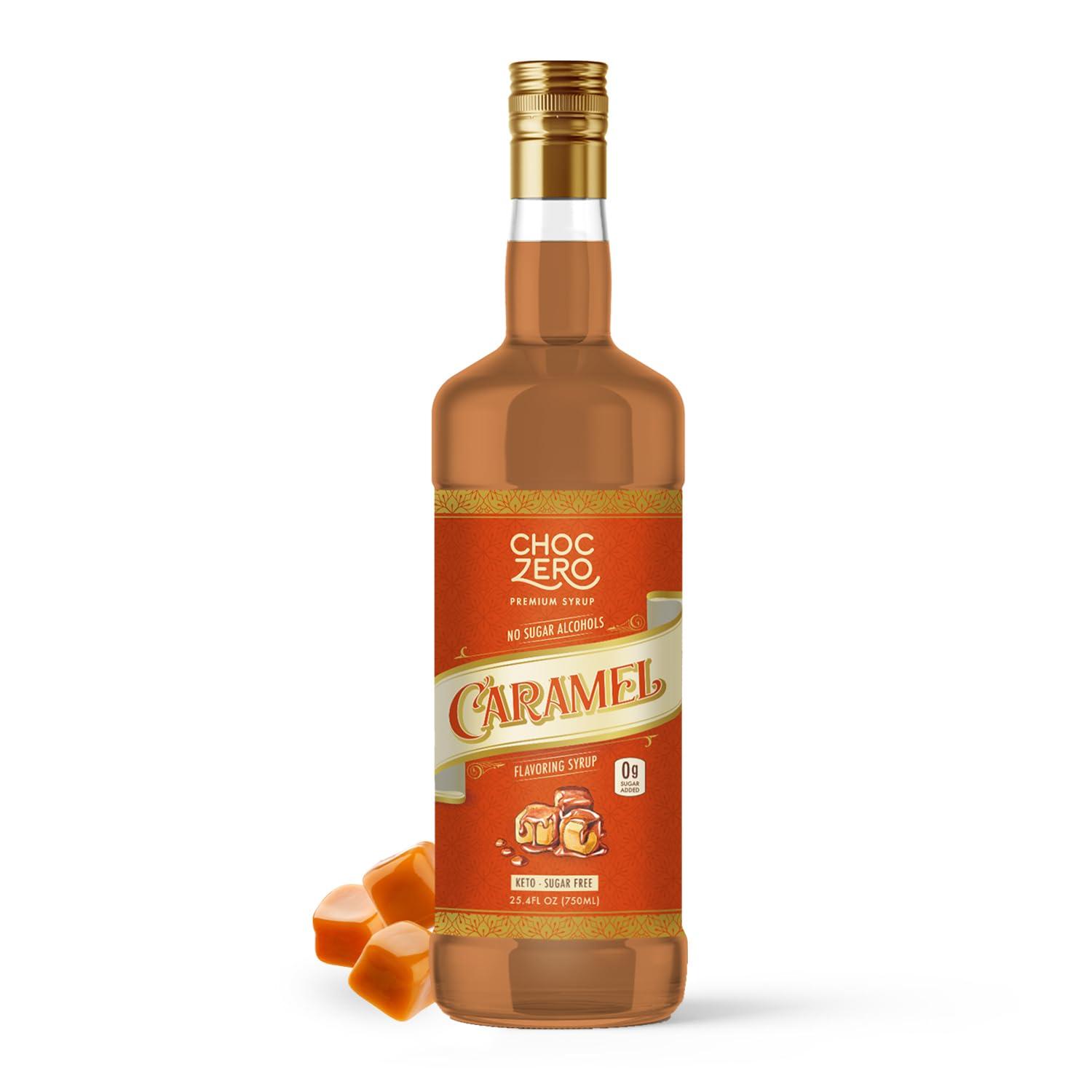 ChocZero ChocZero Sugar Free Caramel Syrup for Coffee - Keto Flavoring Syrups - Low Calorie Simple Syrup for Flavored Drinks (26.5 ounce bottle/750ml)