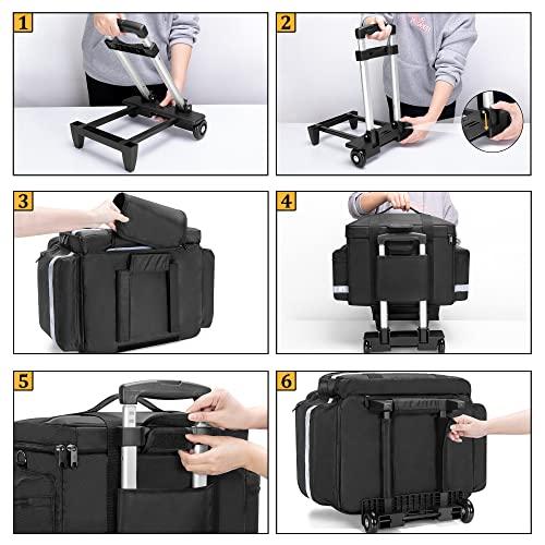 Damero Damero Rolling Medical Bag with Detachable Trolley, Medical Equipment Bag with Removable Pouches and Dividers, First Aid Responder Bag Empty for Home Health Nurses, Doctors, EMT, EMS, Black