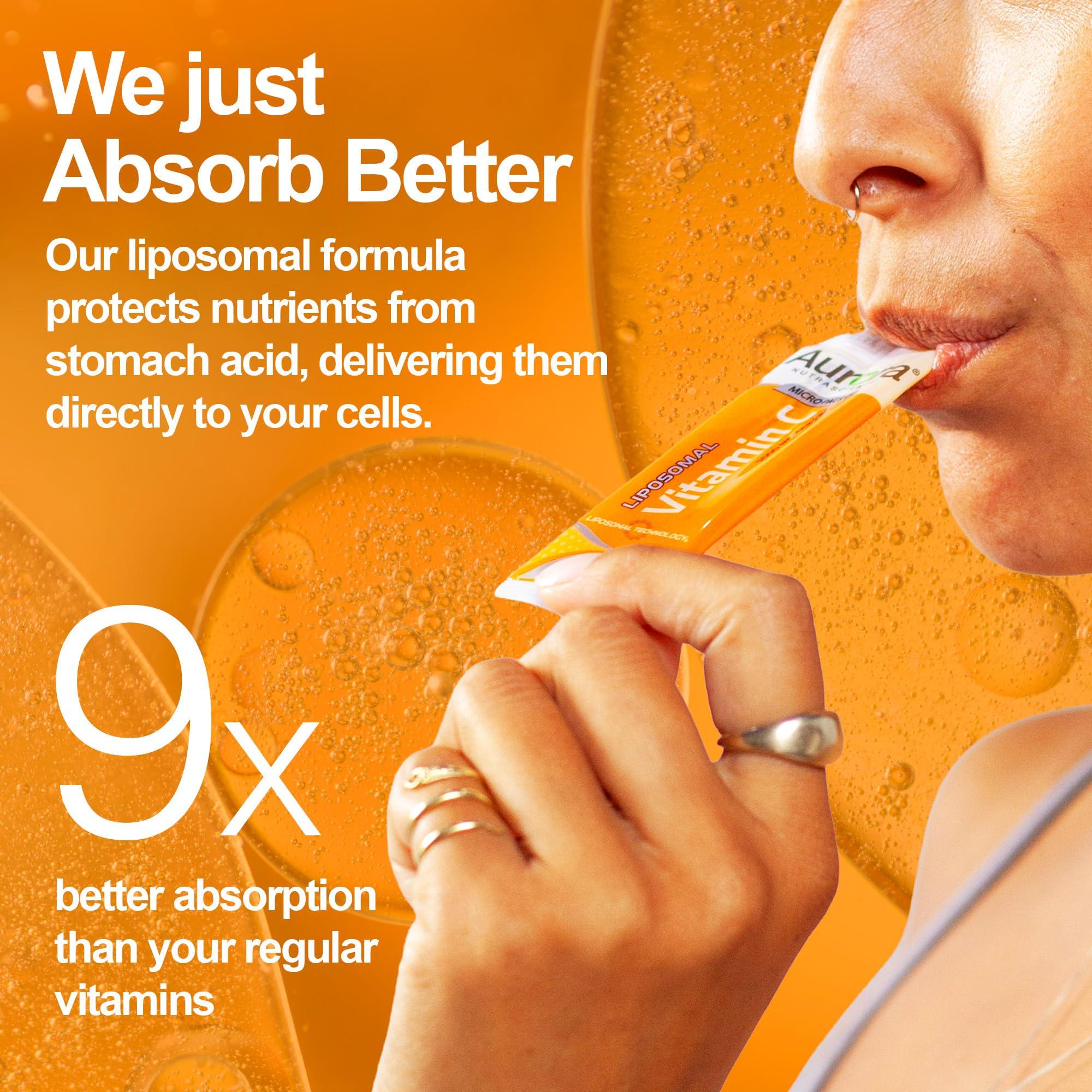 Vida Lifescience Aurora Nutrascience Micro-Pack Liposomal Vitamin C, Immune Support, 1,000 mg Per Serving, Gluten Free, Non-GMO, 30 Single Serve Packets, 21.7 oz